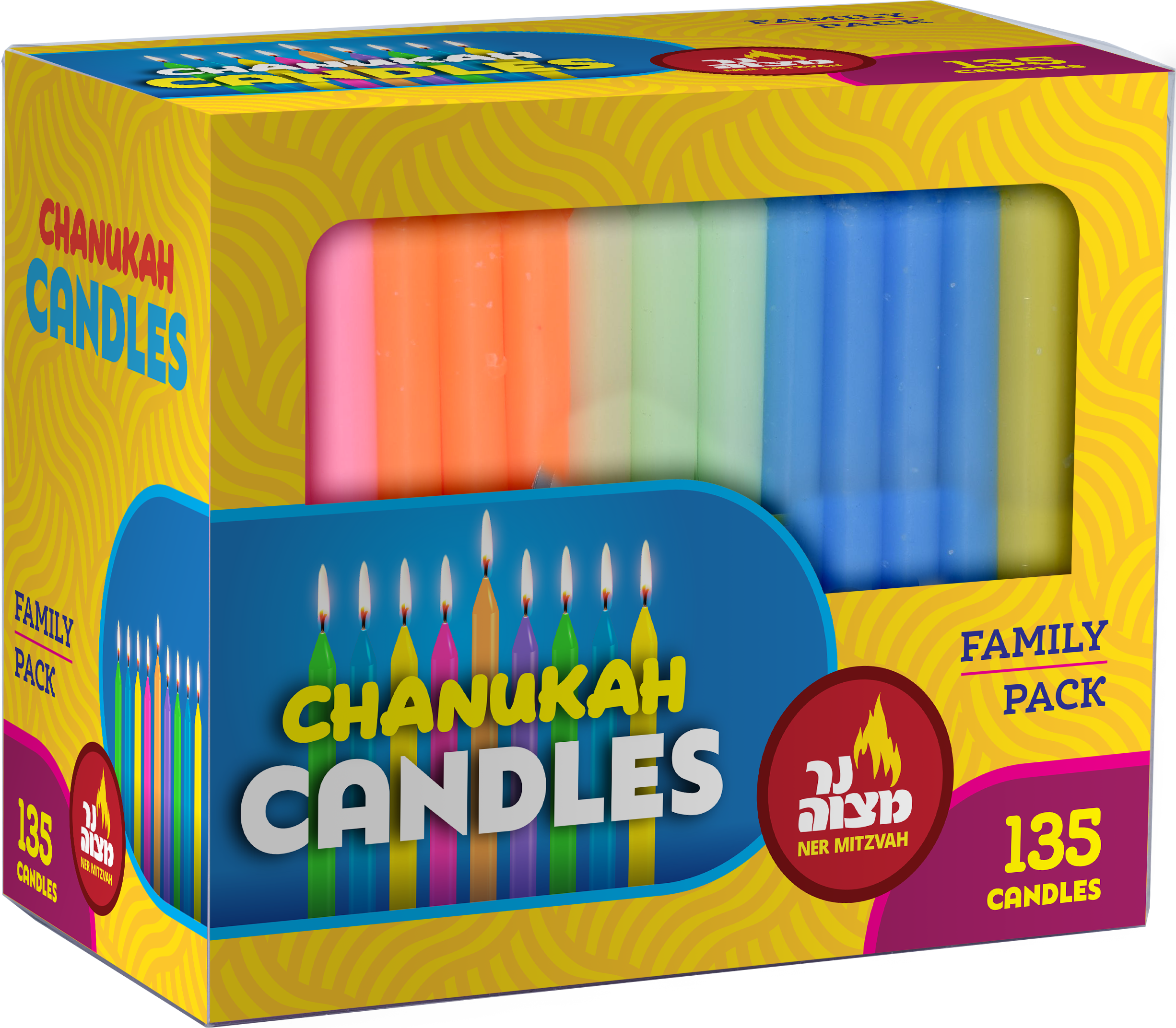 Family Pack Multi Color Chanukah Candles — Judaica Square