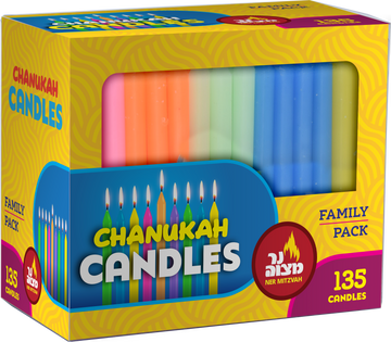 Family Pack Multi Color Chanukah Candles — 135 assorted colored menorah candles | Judaica Square Lakewood