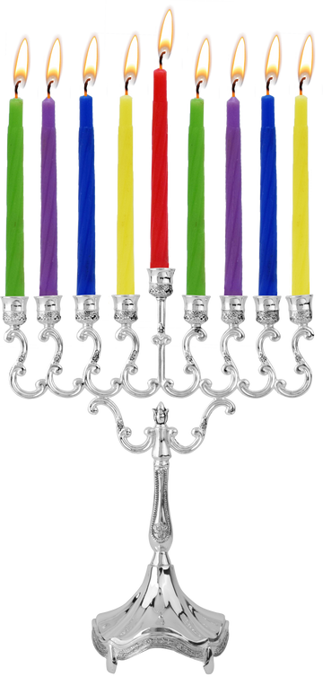 Silver-Plated Candle Menorah — 8-inch traditional branched chanukiah for candles | Judaica Square Lakewood