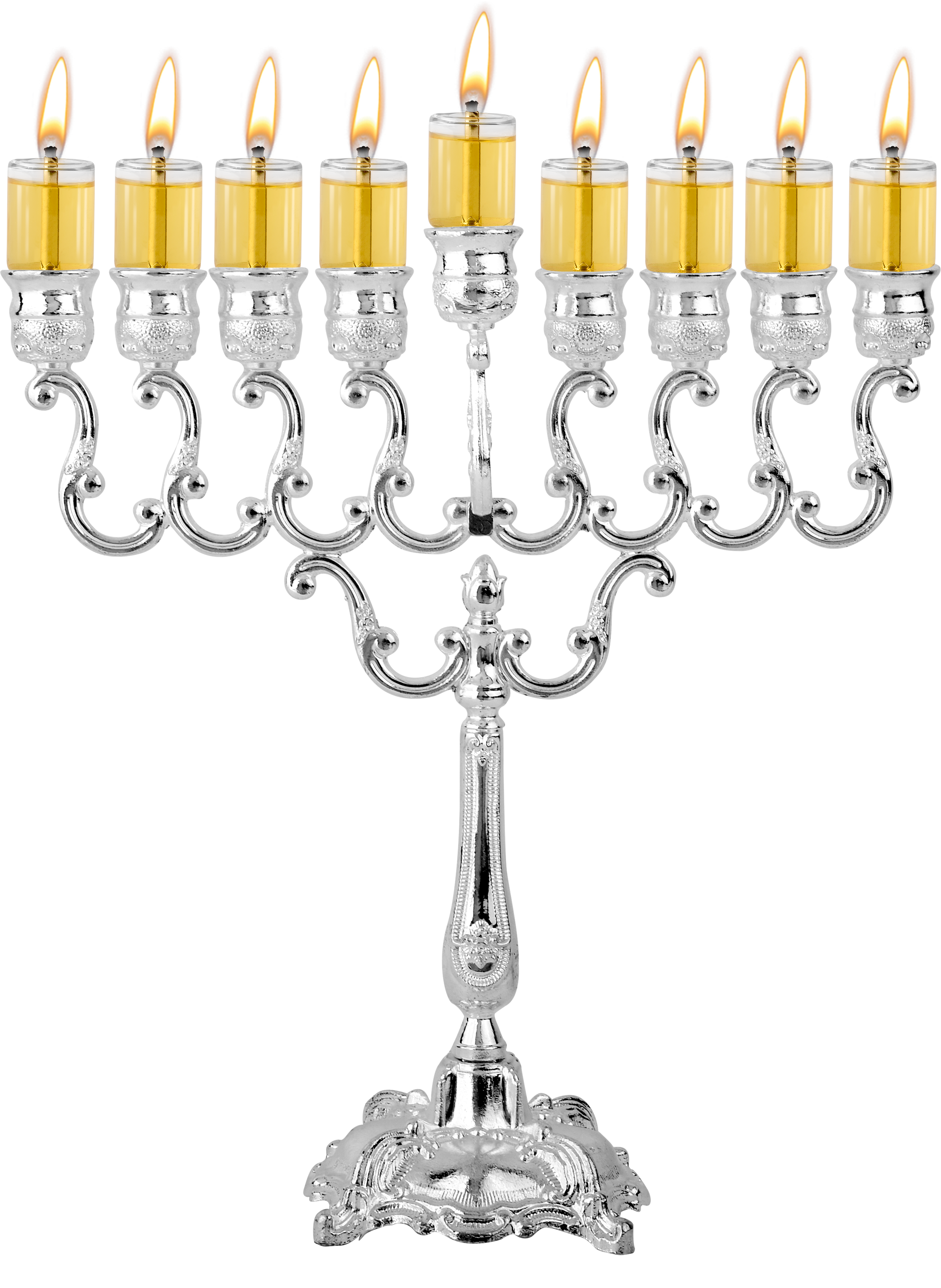 Silver Plated Oil Menorah 10" Height — Judaica Square