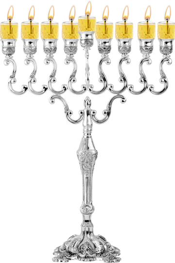 Silver-Plated Oil Menorah 16.5 inch — largest plated chanukiah in the range | Judaica Square Lakewood