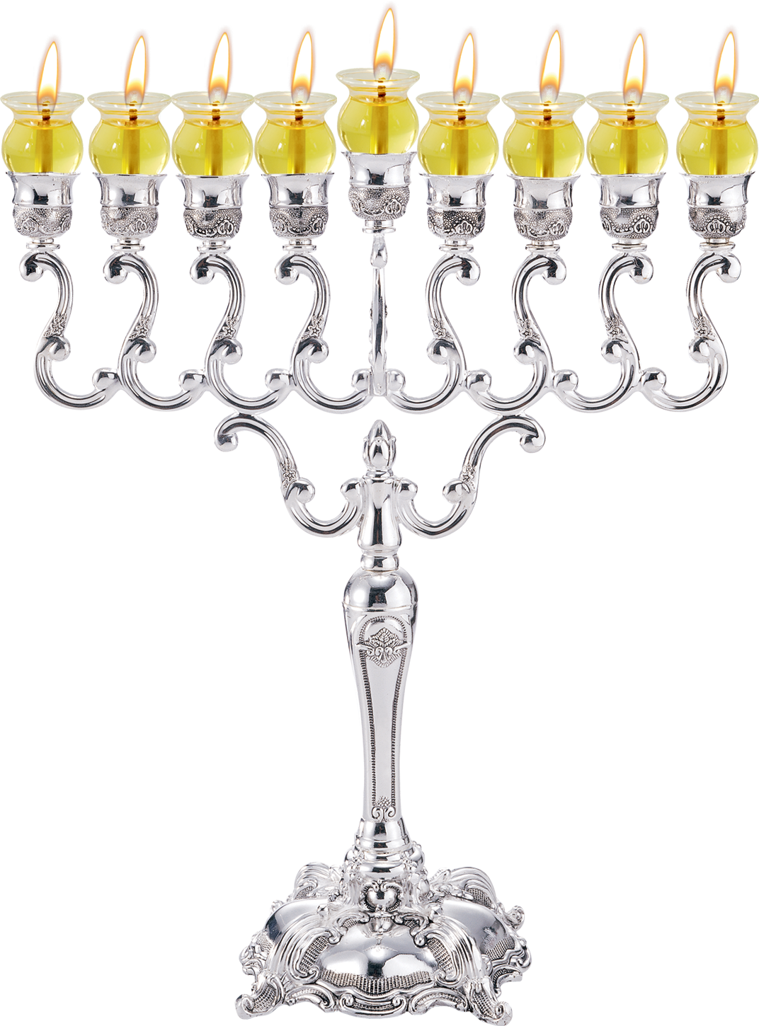 Silver Plated Oil Menorah 14" Height — Judaica Square
