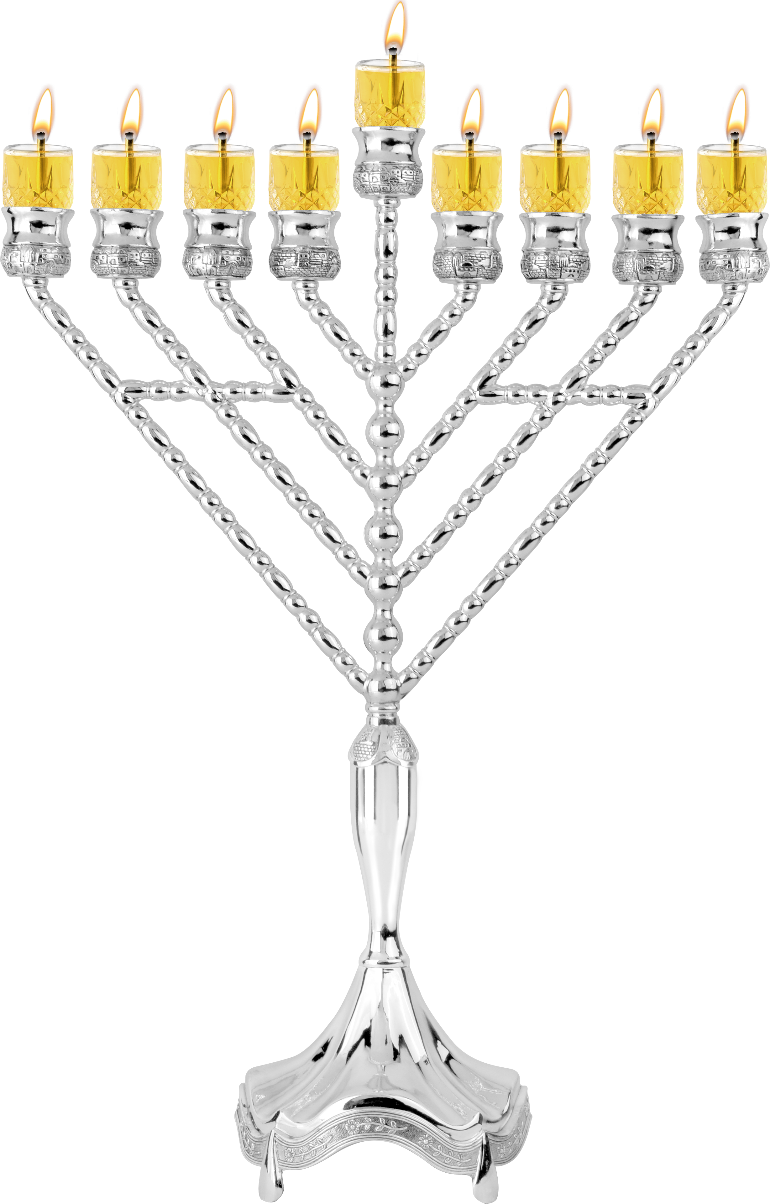 Silver Plated Oil Menorah Rambam — Judaica Square