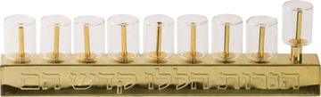 Oil Menorah Set with Glass Cups and Wicks — menorah with glass cups, tzinores and wick pack | Judaica Square Lakewood