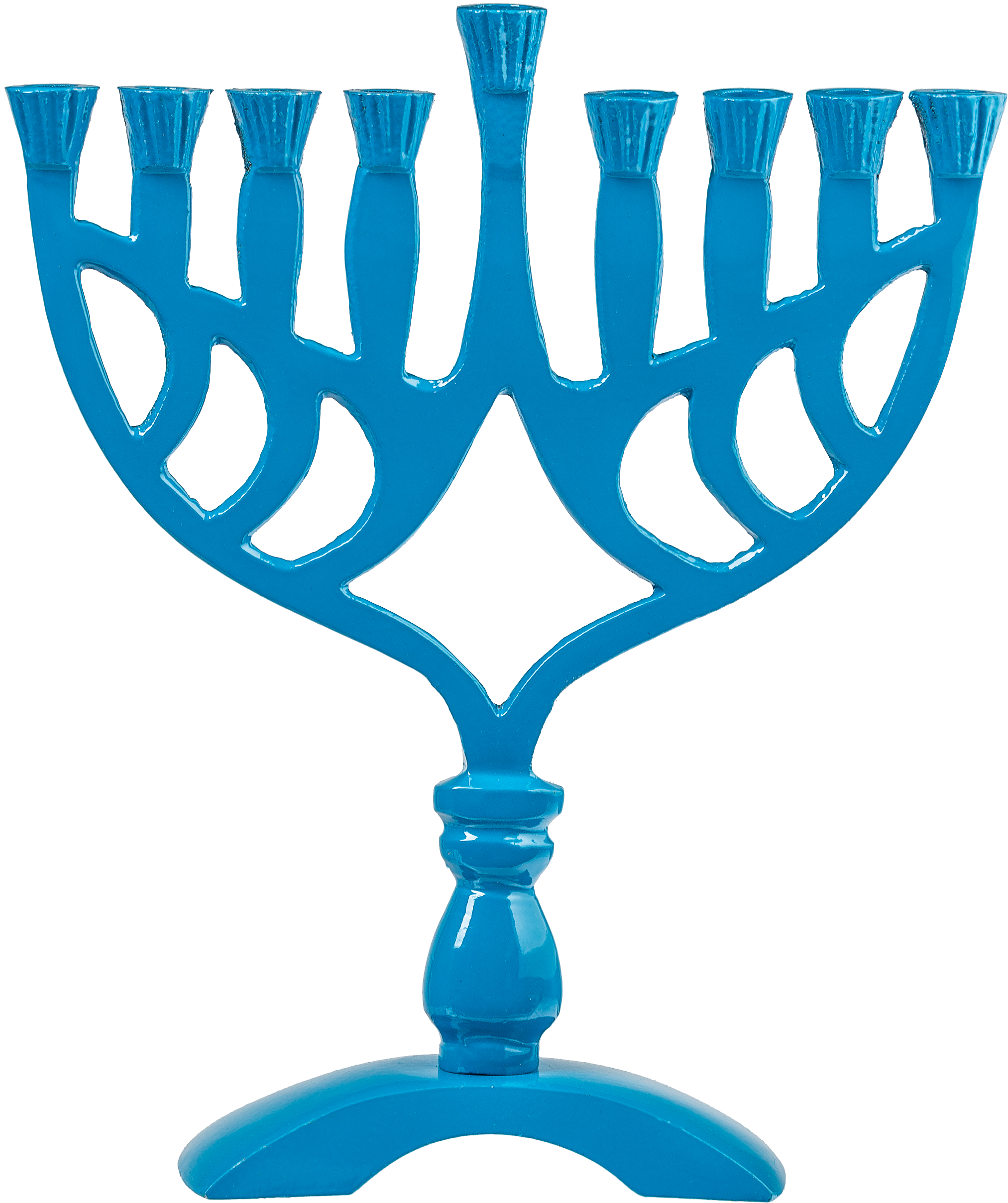 Blue Colored 7 √ǬΩ" Menorah — Judaica Square