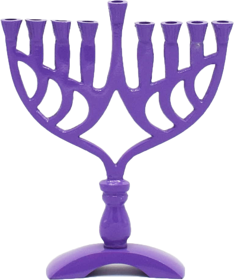 Purple Colored 7 √ǬΩ" Menorah — Judaica Square
