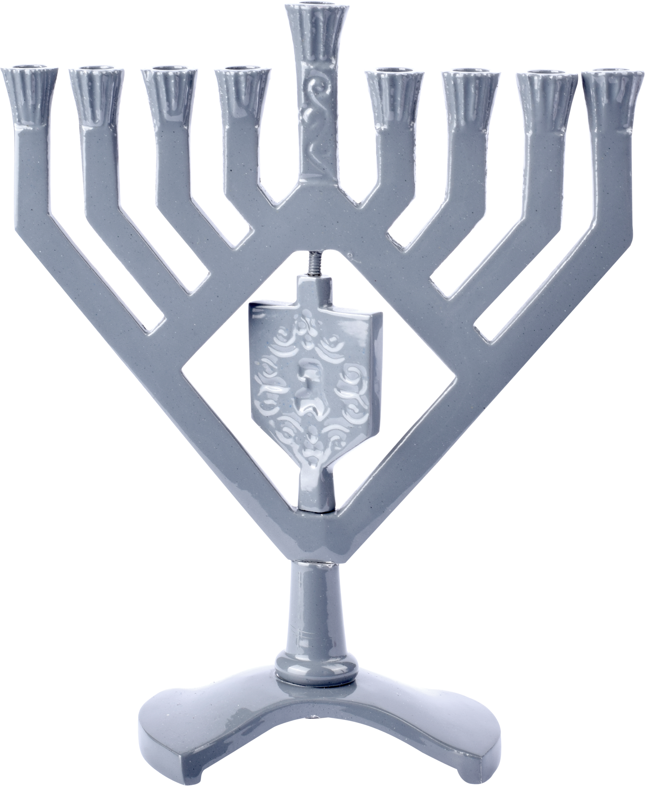 Spinning Dreidel Menorah - Gray — Judaica Square