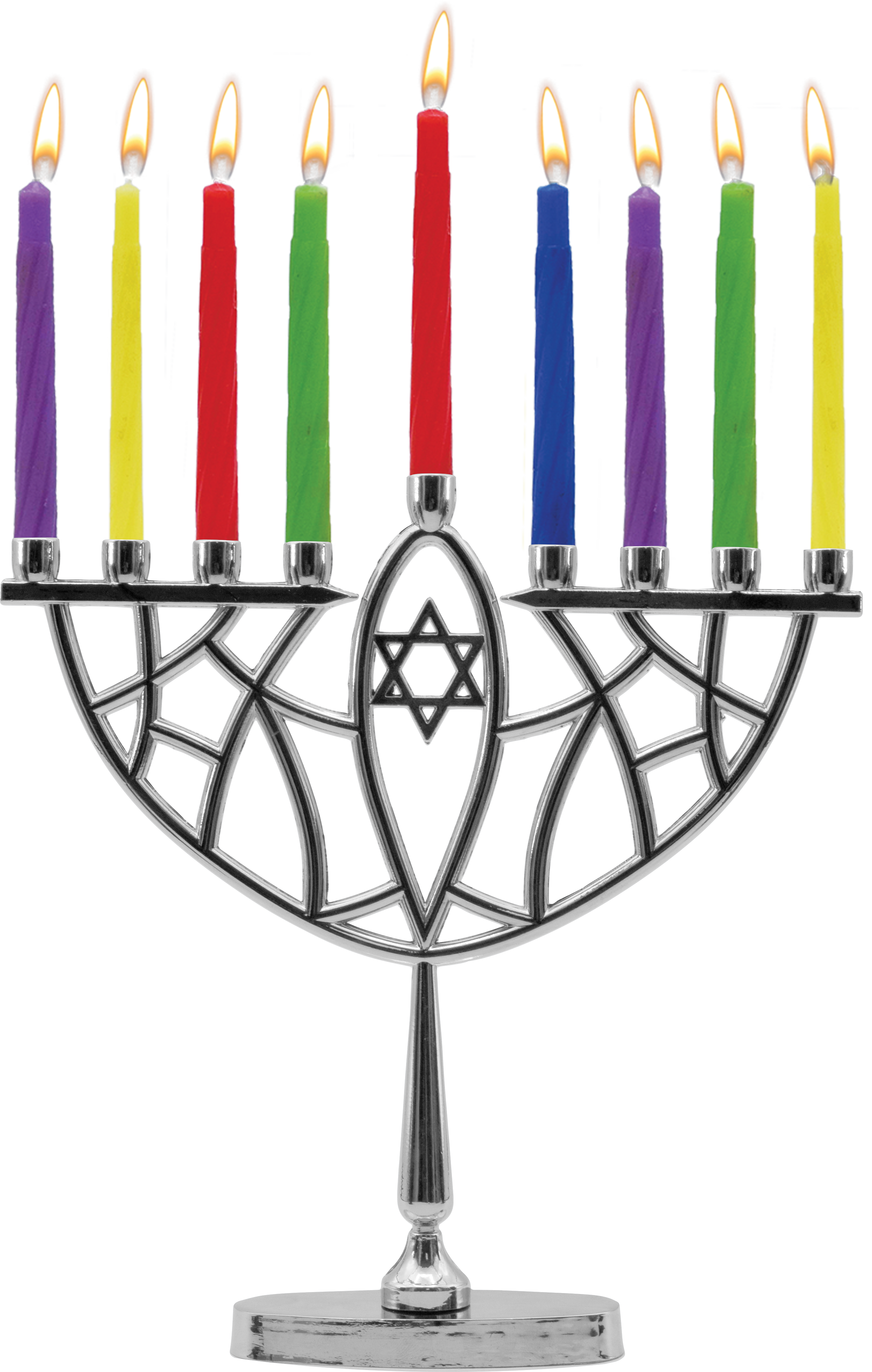 Candle Menorah Set Chrome Prismatic — Judaica Square