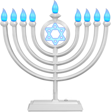 Classic LED Menorah in White — clean white branched electric menorah on a sill | Judaica Square Lakewood