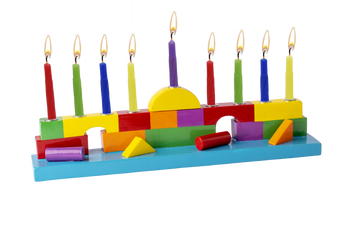 Resin Menorah, Blocks NM30615 — moulded polyresin block menorah | Judaica Square Lakewood