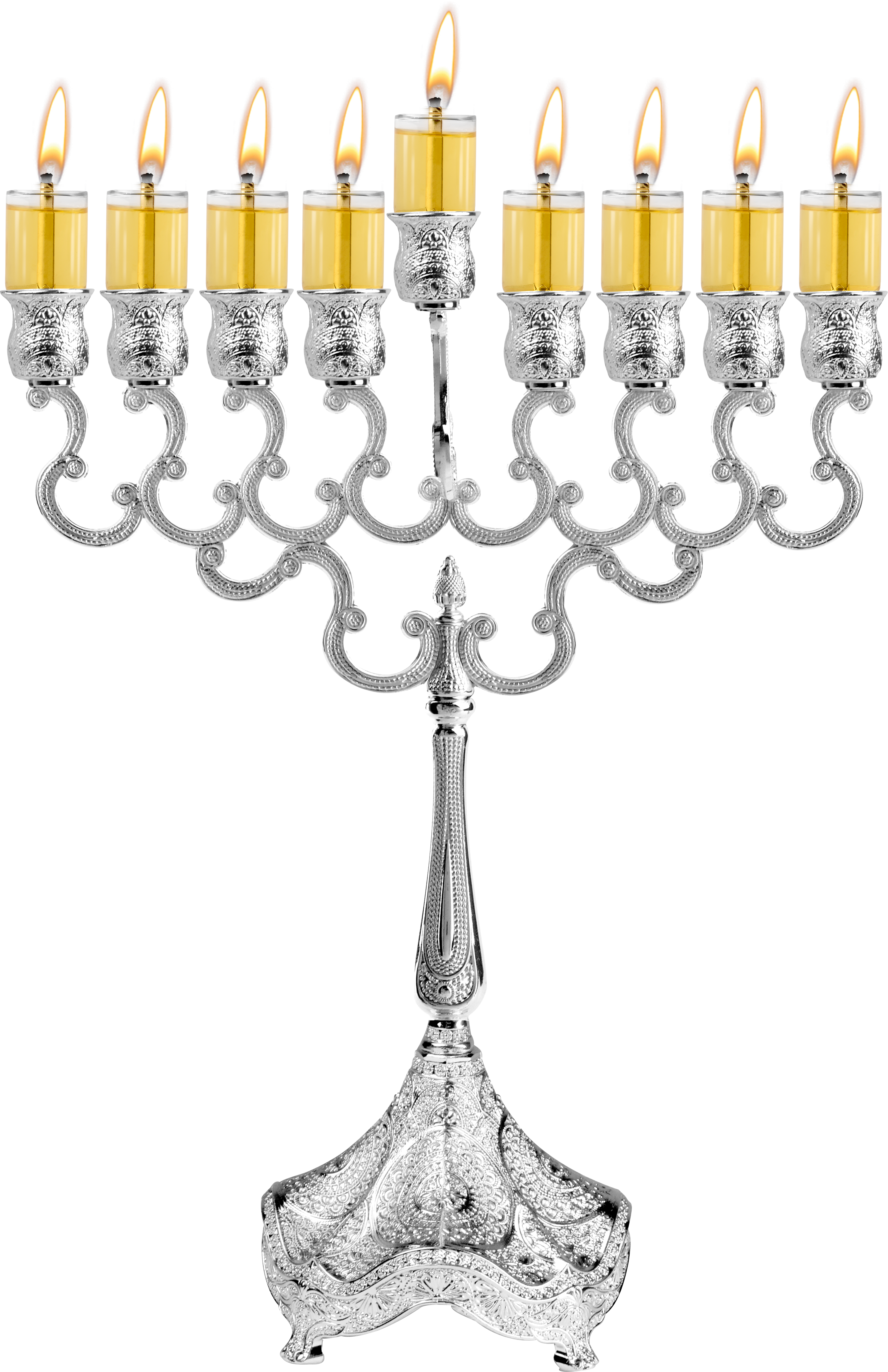 12" Silver Plated Oil Menorah — Judaica Square