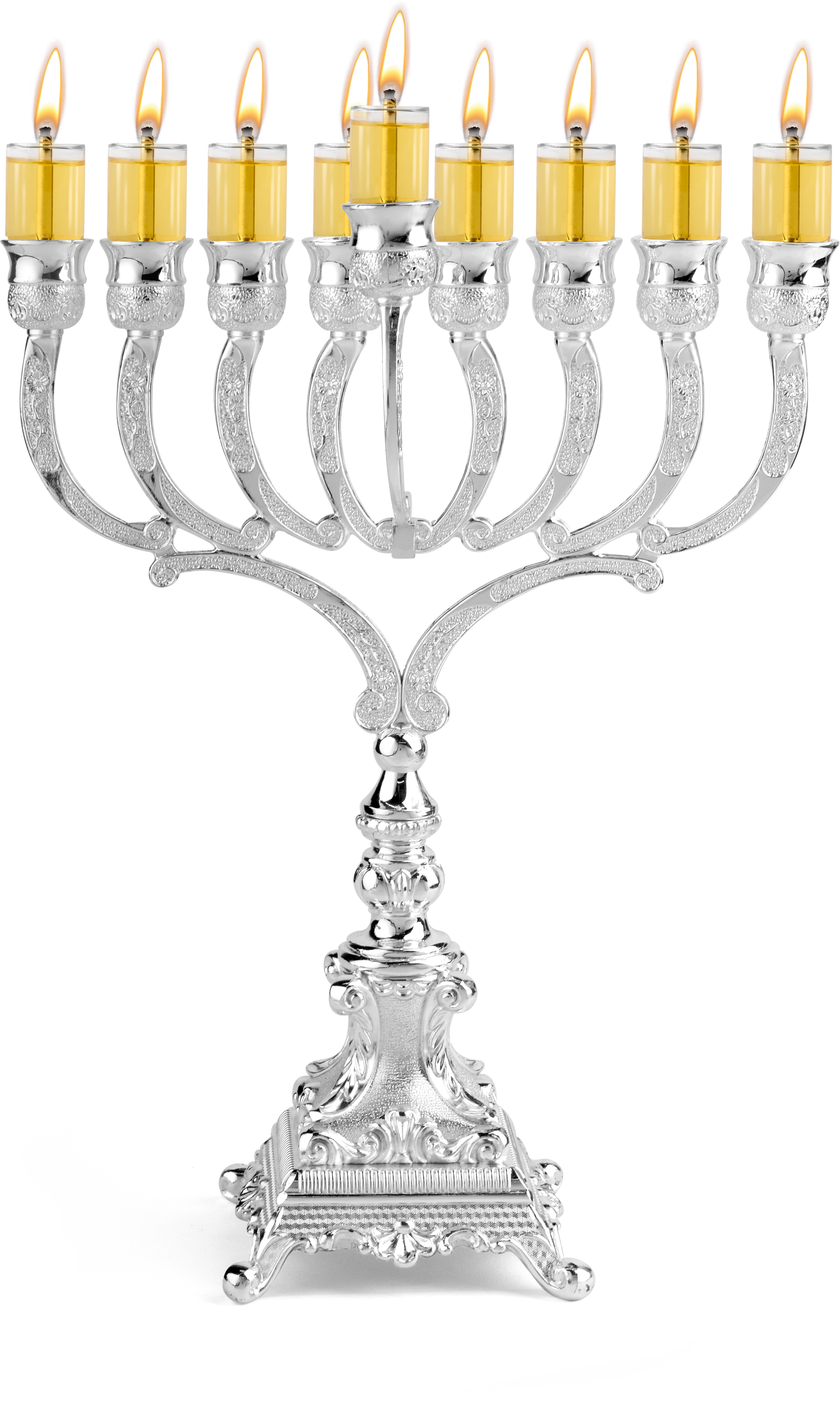 11" Silver Plated Oil Menorah — Judaica Square
