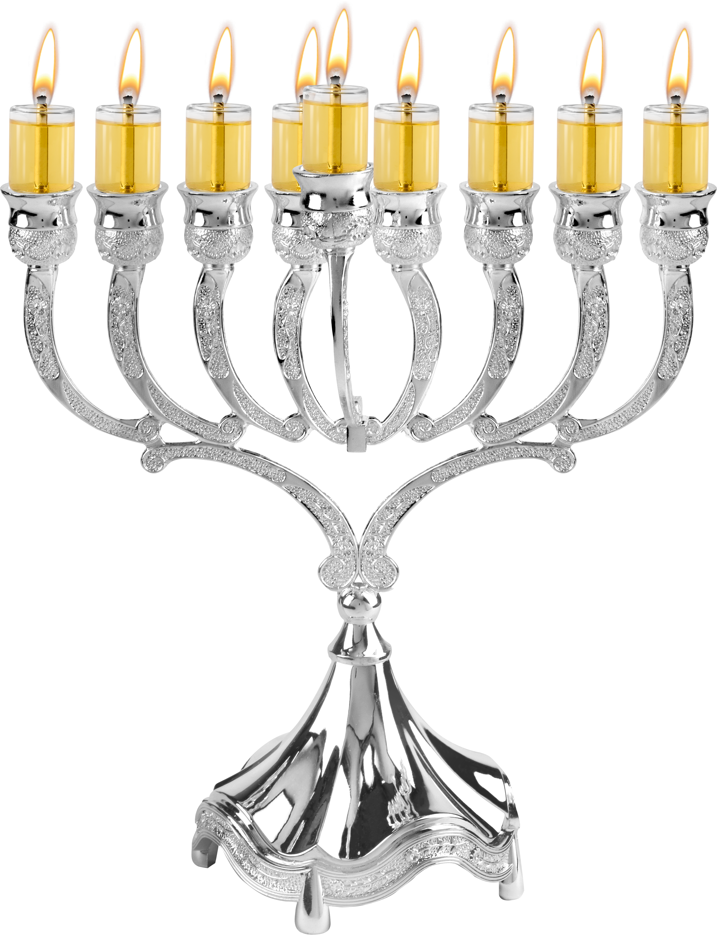 9" Silver Plated Oil Menorah — Judaica Square