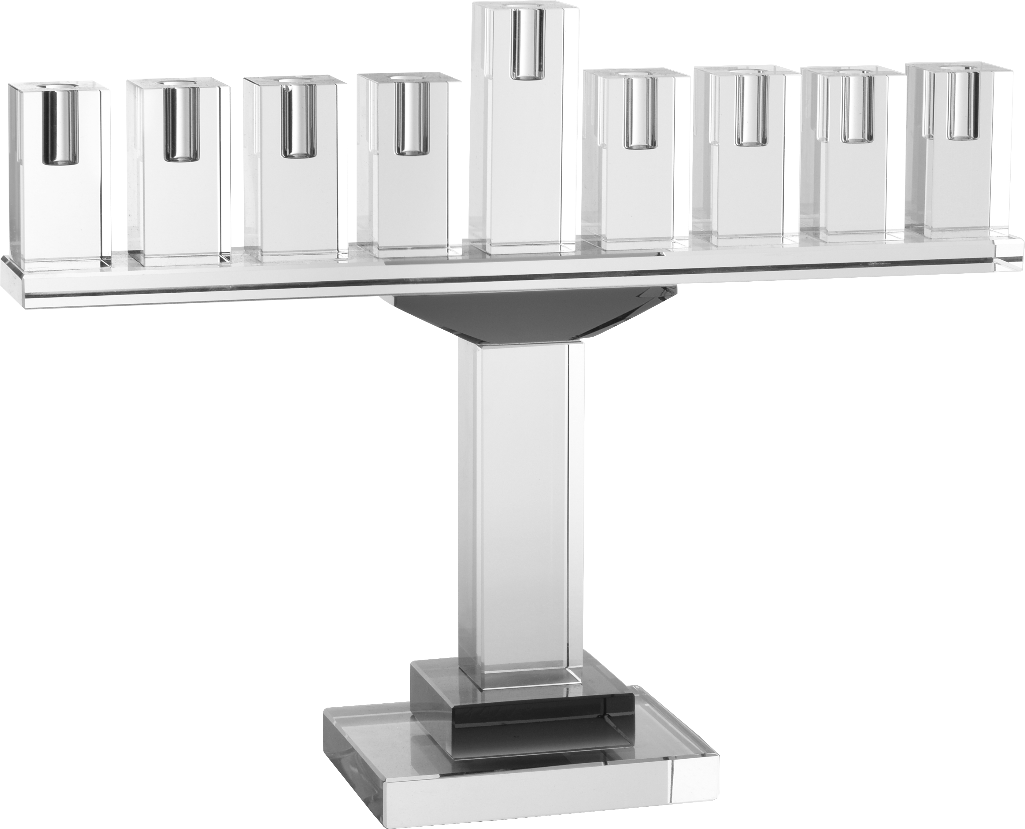 Crystal Glass Menorah - Gray — Judaica Square