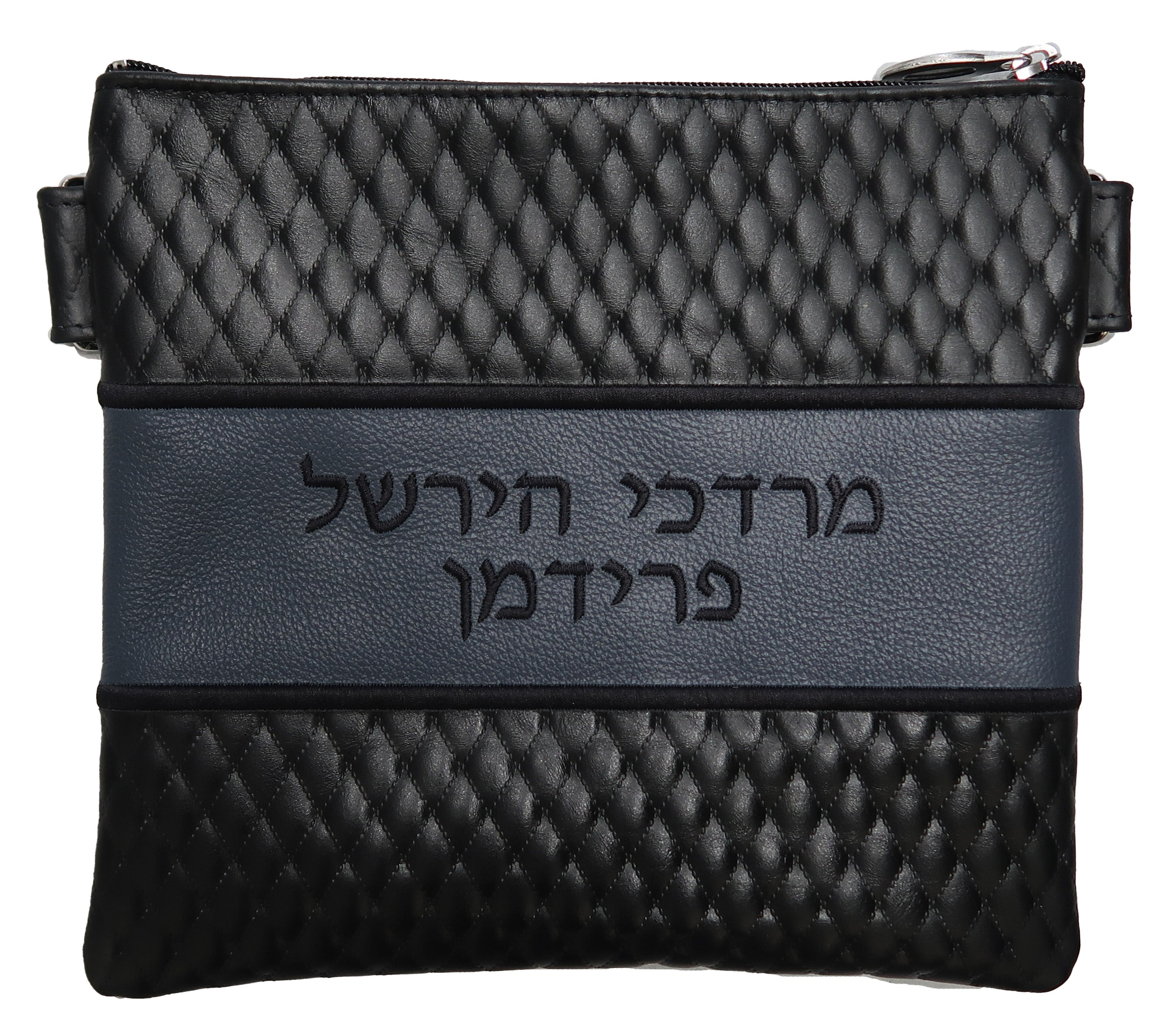 Prestige Leather Tallit & Tefillin Bag — Diamond Design, Regal Collection (355F-BK3)