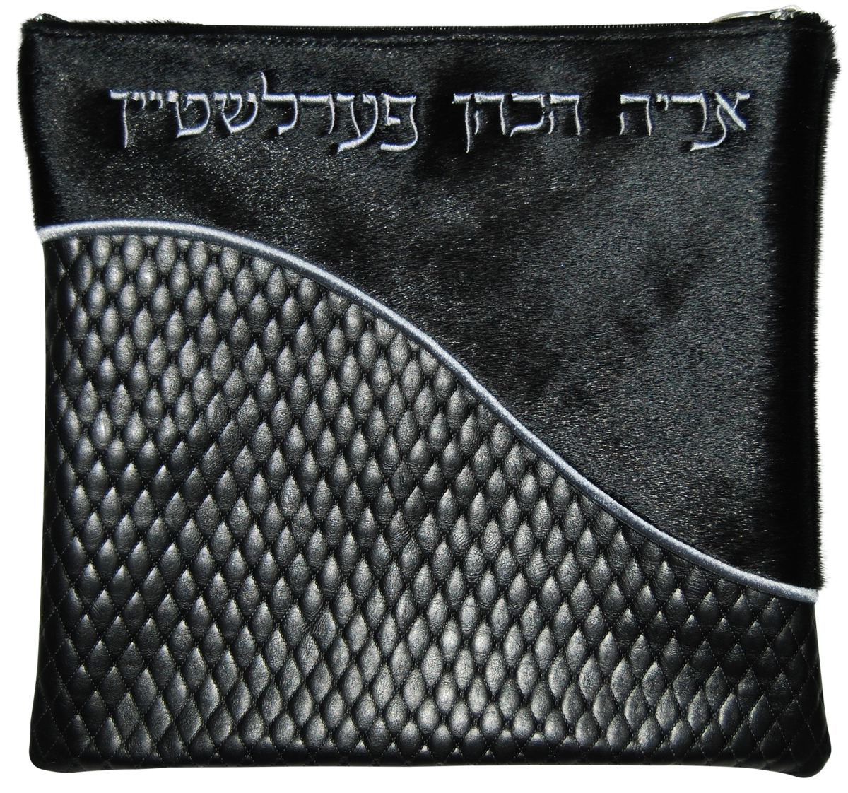 Prestige Leather Tallit & Tefillin Bag — Wave Design, Premier Collection (365I-BK2)