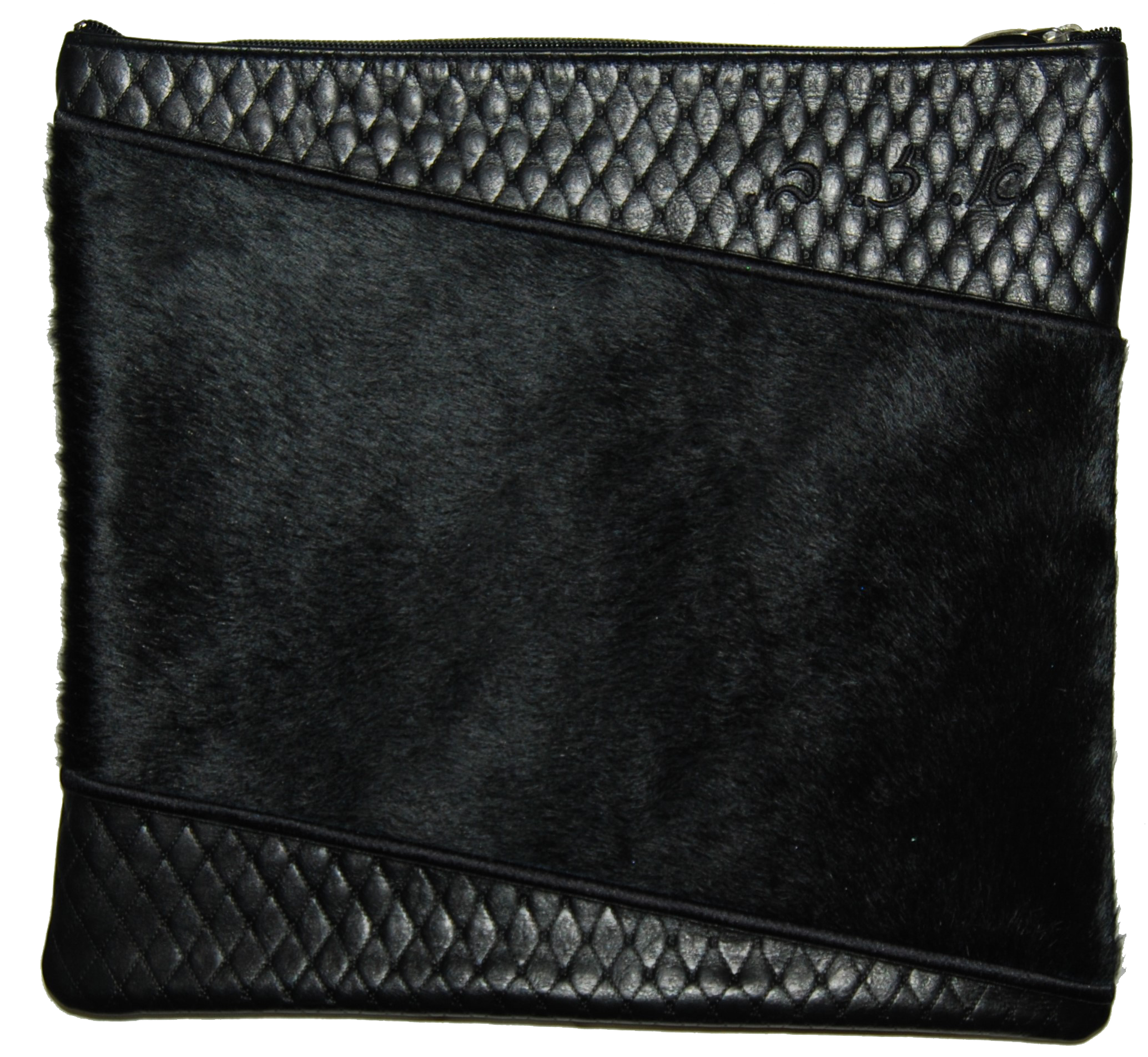 Prestige Leather Tallit & Tefillin Bag — Geometric & Diamond Design, Premier Collection (425I-BK2)