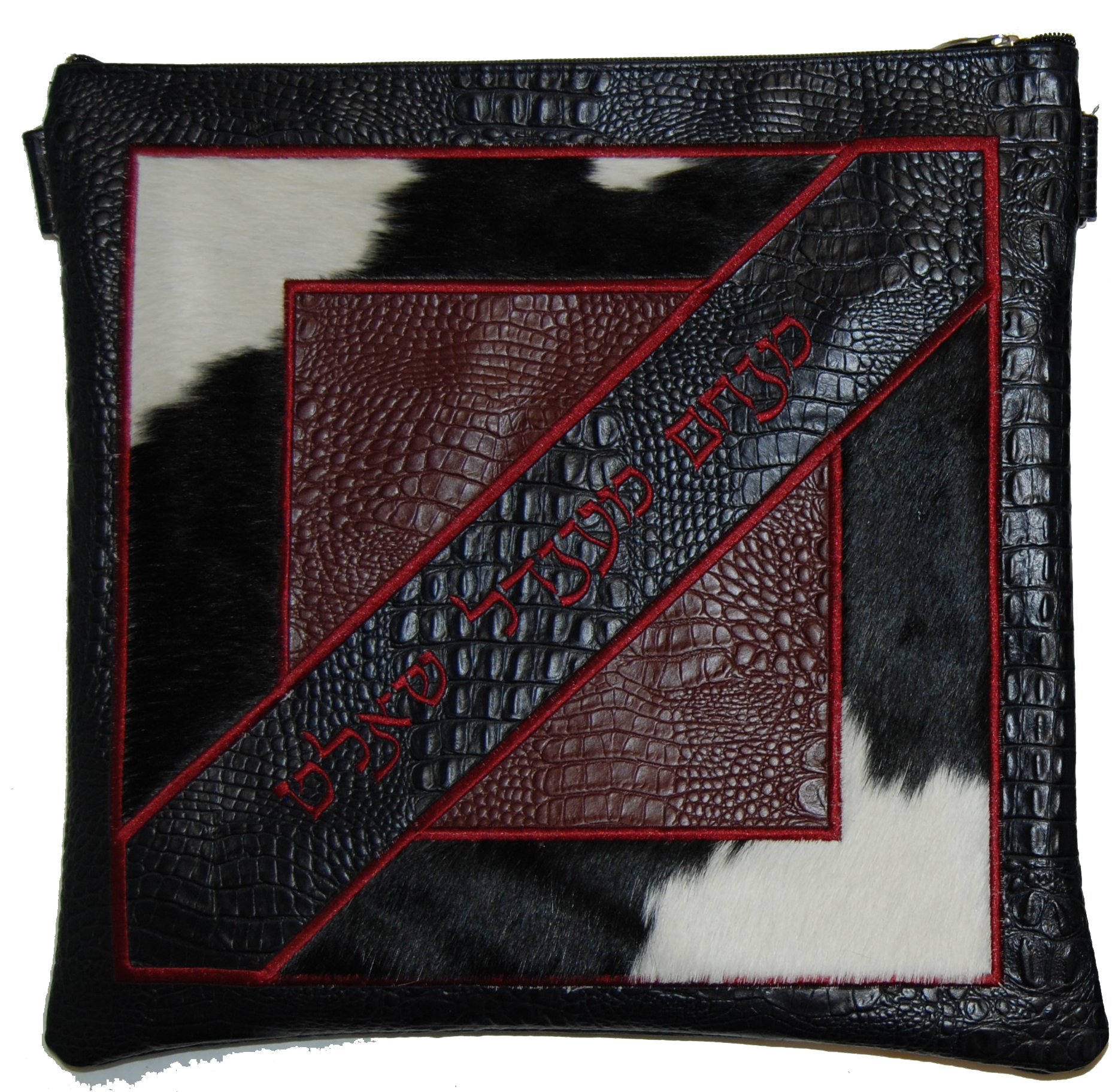 Prestige Croc Tallit & Tefillin Bag — Geometric & Croc Design, Premier Collection (405I-BK3)