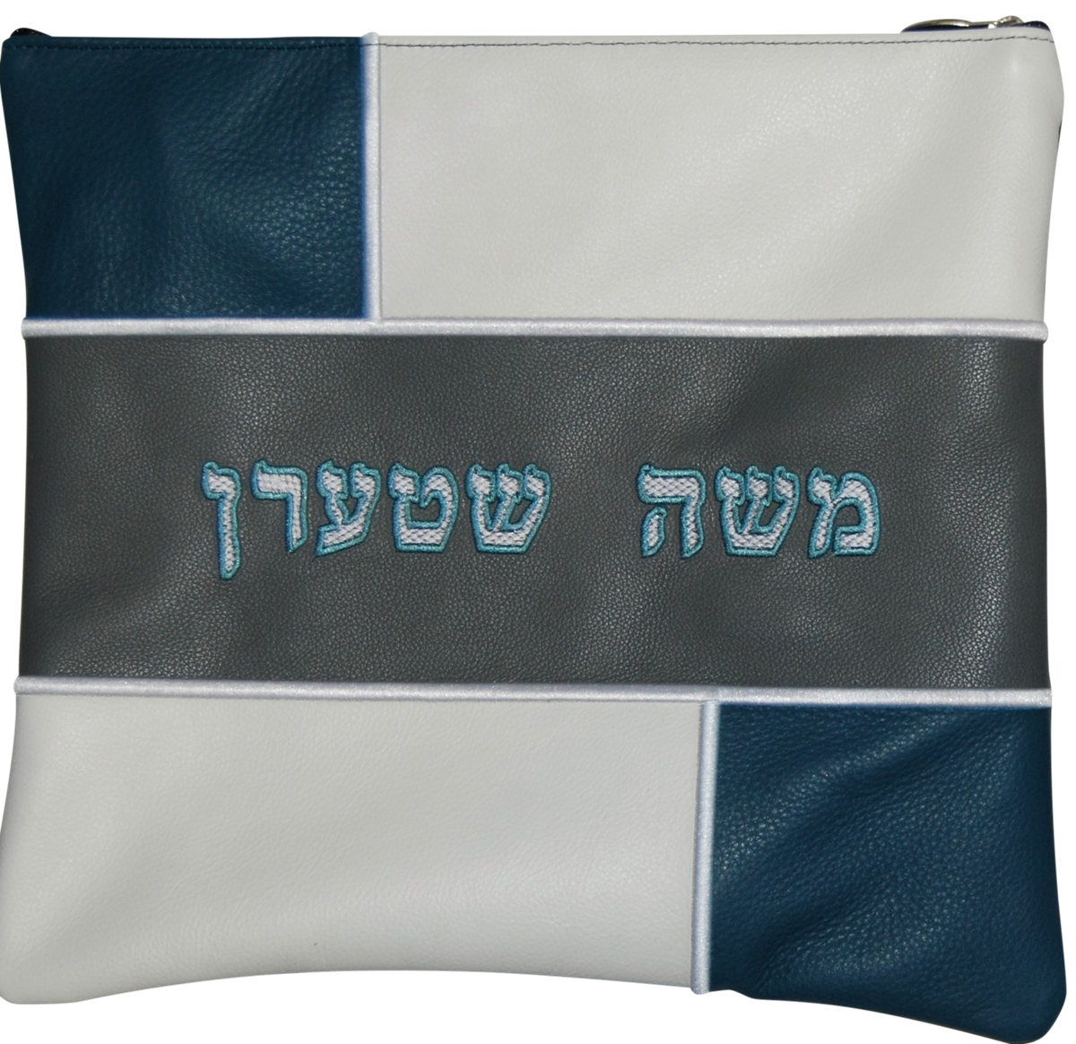 Prestige Leather Tallit & Tefillin Bag — Geometric & Colorblock Design, Regal Collection (500F-LG3)
