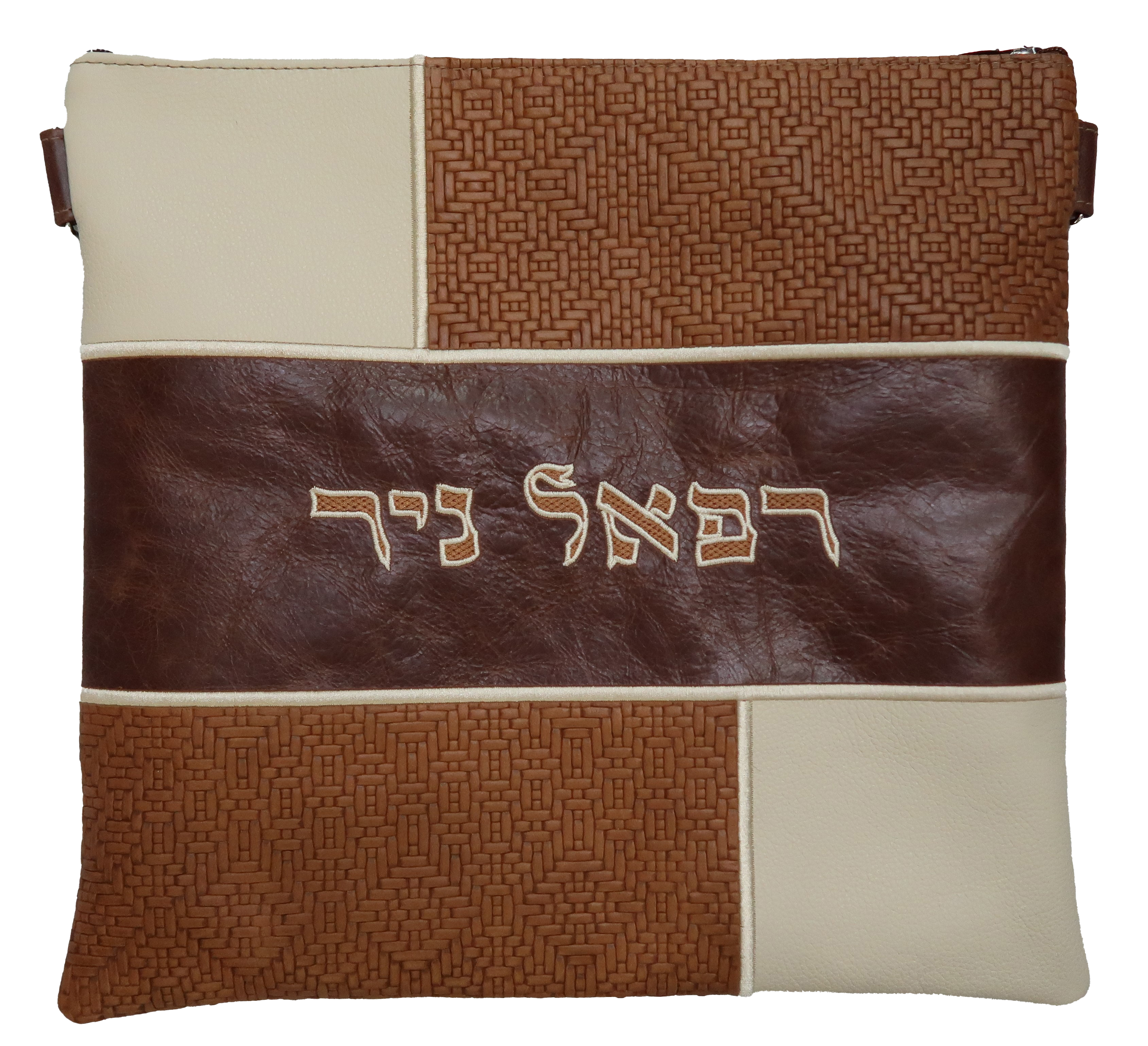 Prestige Leather Tallit & Tefillin Bag — Geometric & Colorblock Design, Exclusive Collection (500G-TN2)