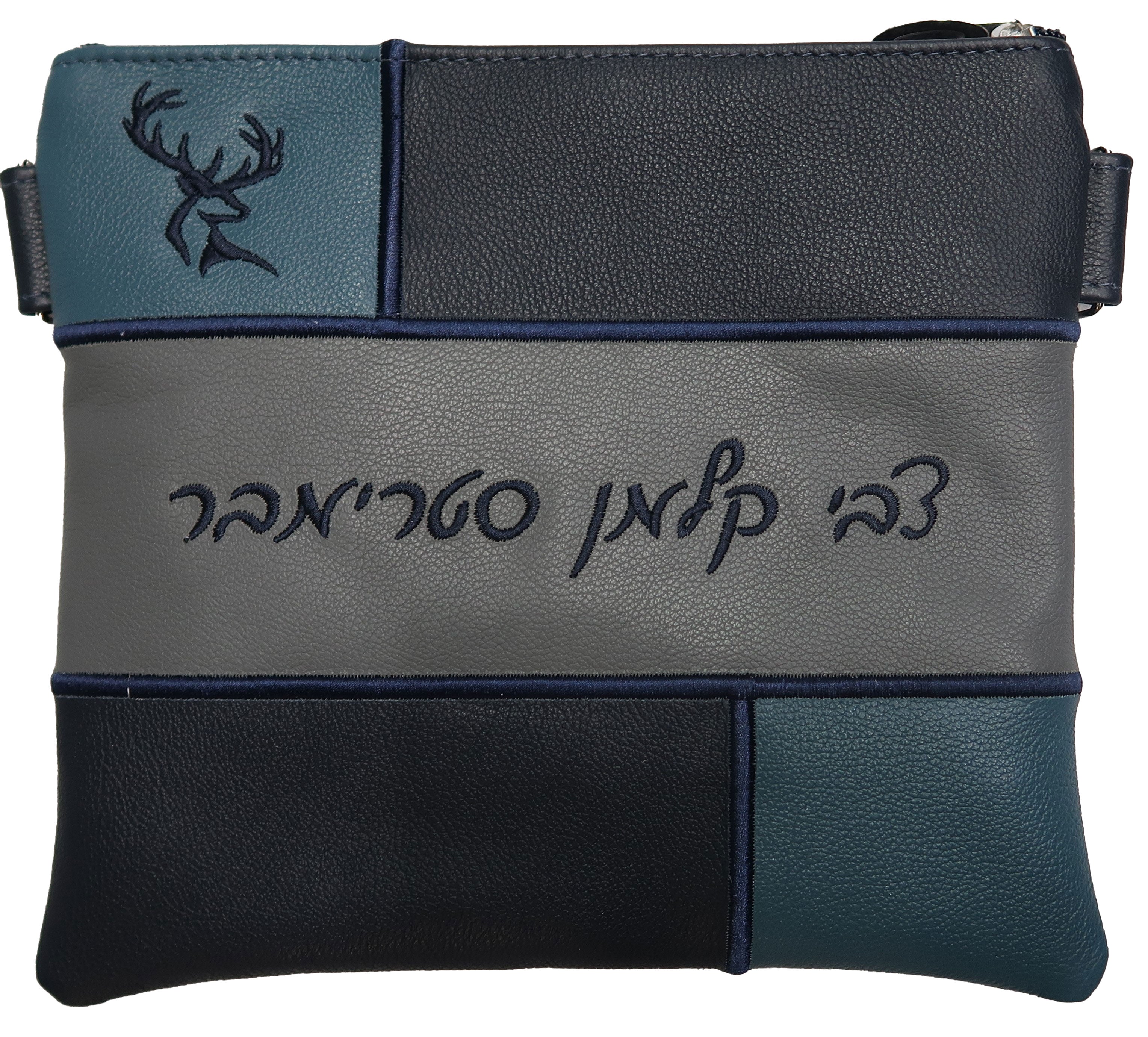 Prestige Leather Tallit & Tefillin Bag — Geometric & Colorblock Design, Regal Collection (500F-LG7)