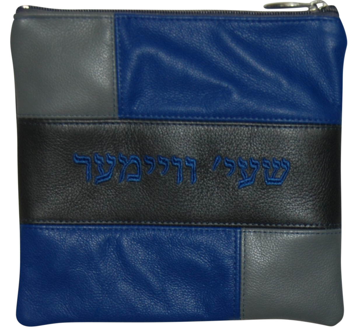 Prestige Leather Tallit & Tefillin Bag — Geometric & Colorblock Design, Exclusive Collection (505F-GR2)