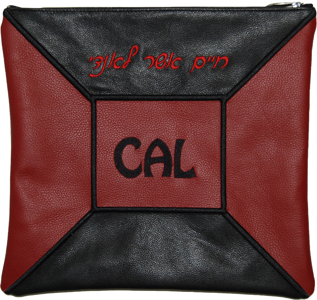 Prestige Leather Tallit & Tefillin Bag — Geometric Design, Regal Collection (580F-BK2)