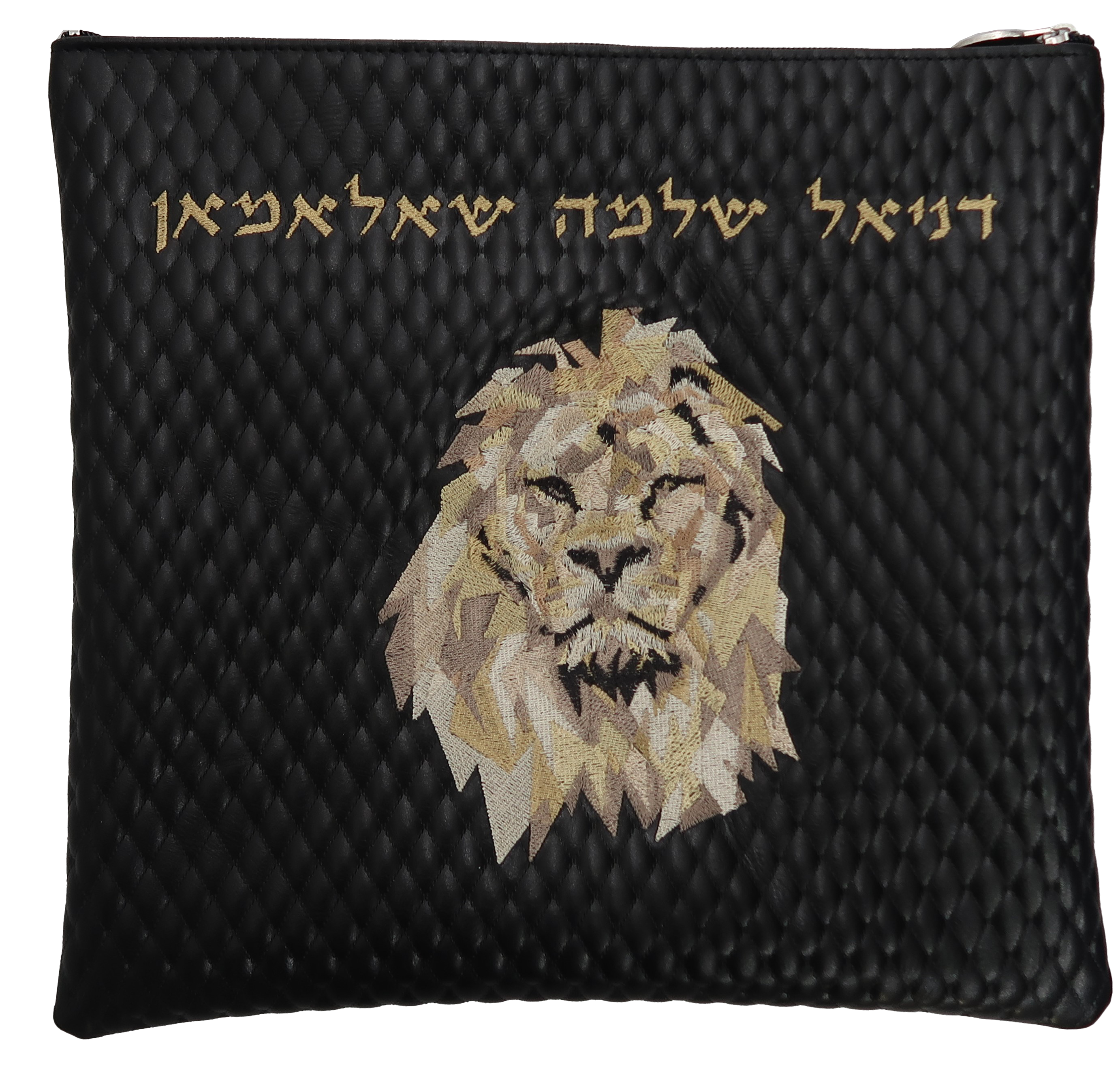 Prestige Leather Tallit & Tefillin Bag — Geometric & Diamond Design, Legacy Collection (525K-BK)