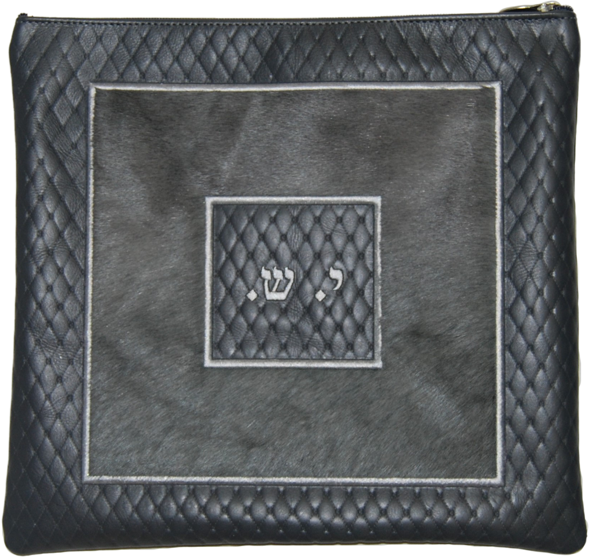 Prestige Leather Tallit & Tefillin Bag — Geometric & Diamond Design, Premier Collection (560I-GR)