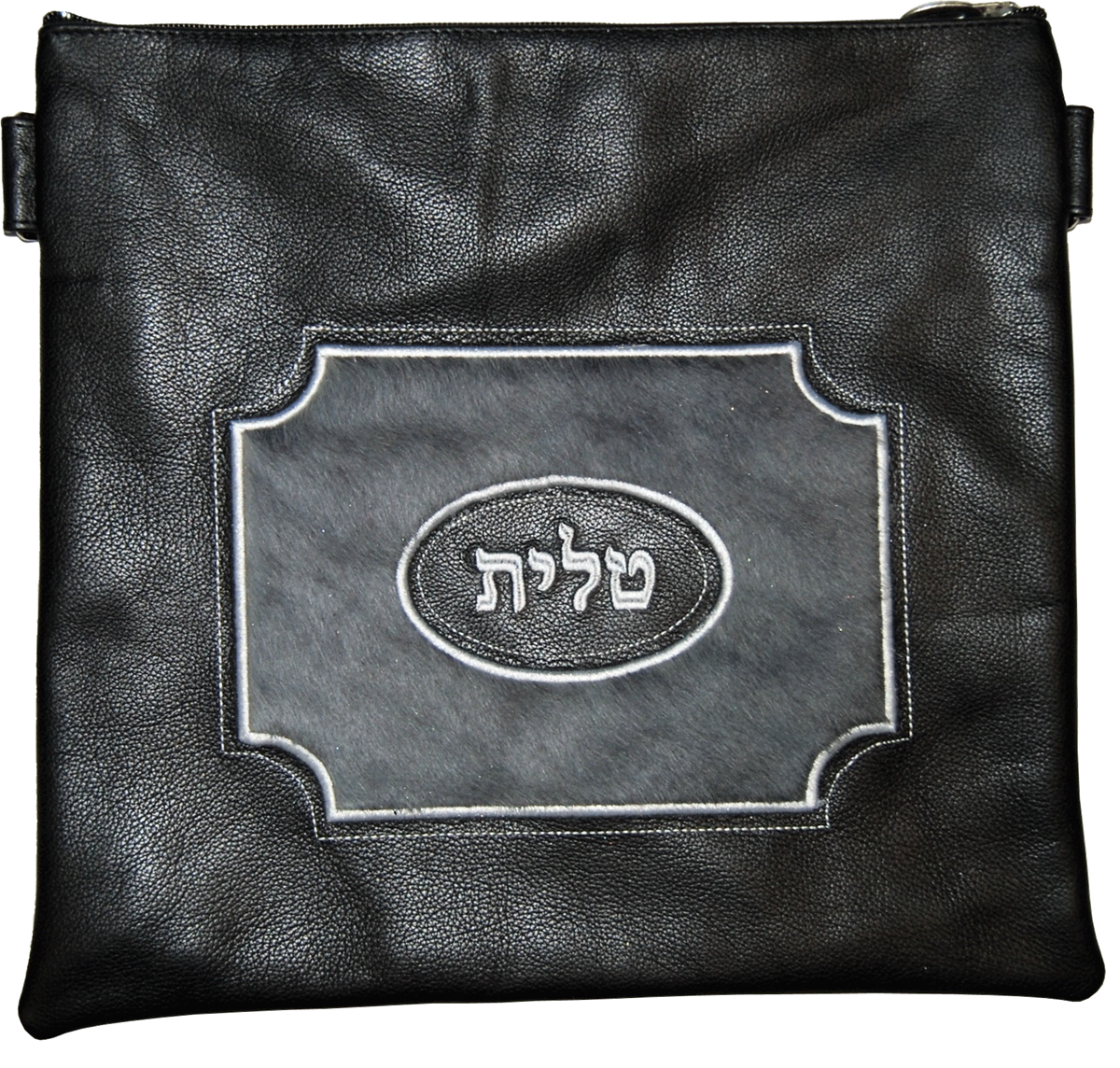 Prestige Leather Tallit & Tefillin Bag — Geometric Design, Exclusive Collection (570G-BK)