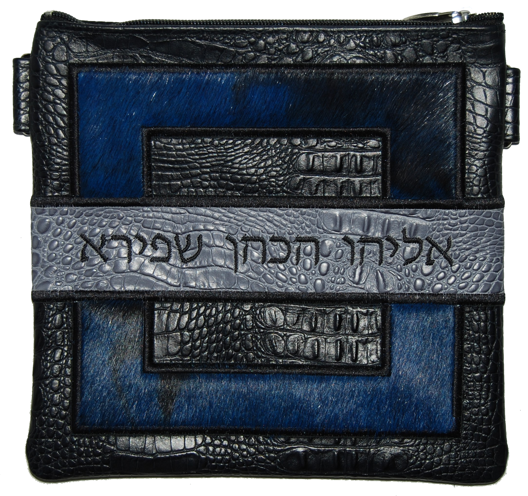 Prestige Croc Tallit & Tefillin Bag — Geometric & Colorblock Design, Premier Collection (585I-BK2)