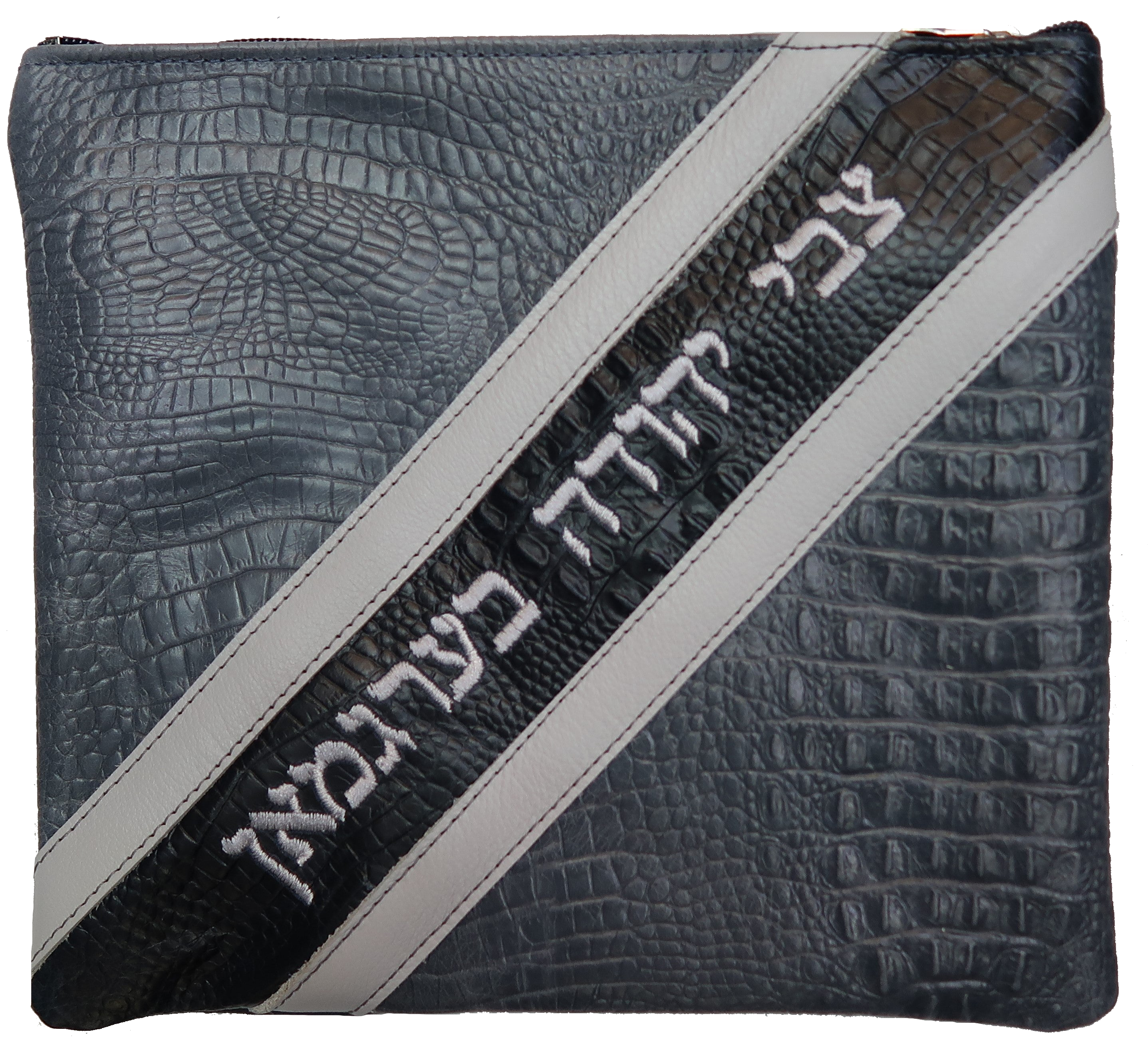 Prestige Croc Tallit & Tefillin Bag — Geometric & Croc Design, Exclusive Collection (600G-SM)