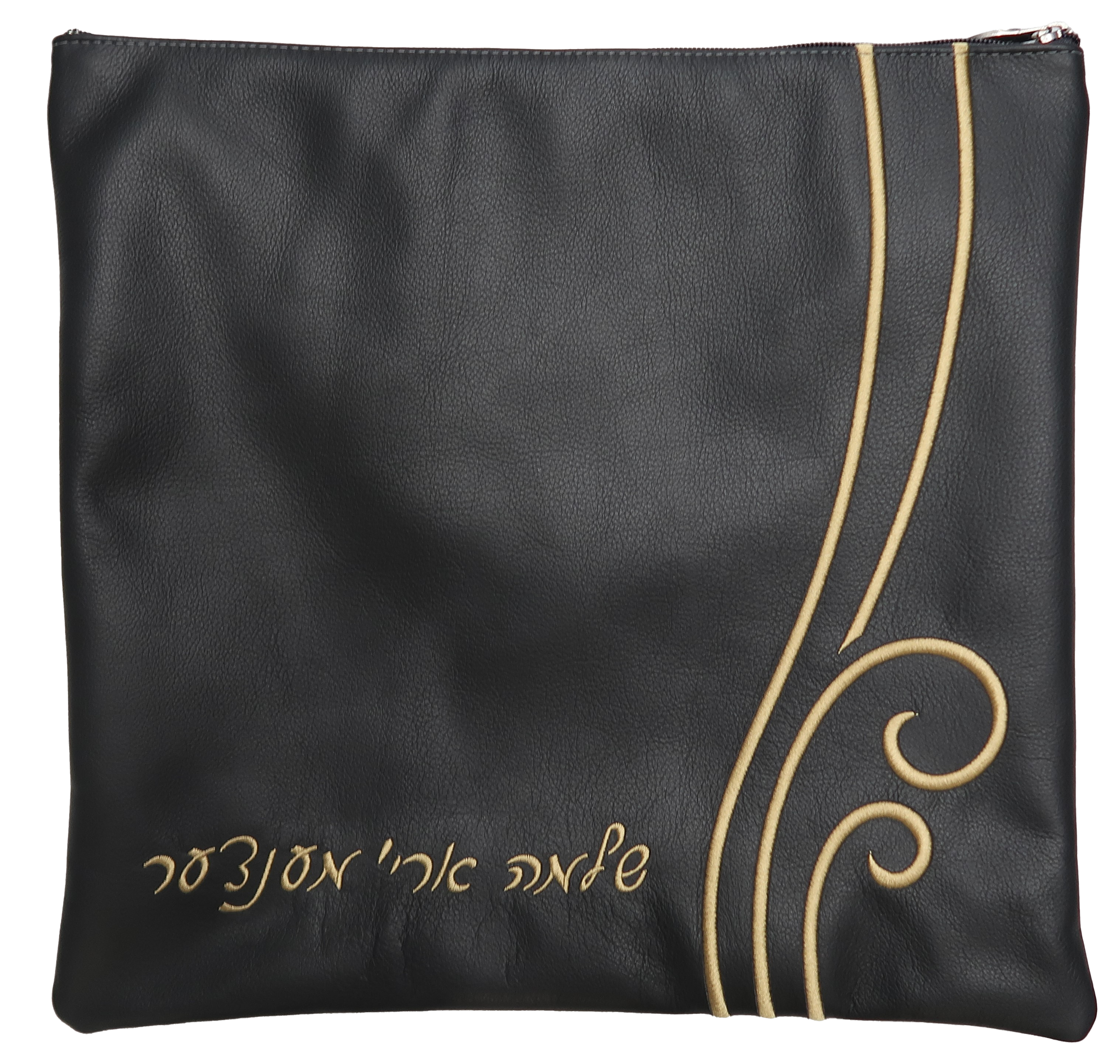 Prestige Leather Tallit & Tefillin Bag — Wave Design, Prestige Collection (6050C-CH)