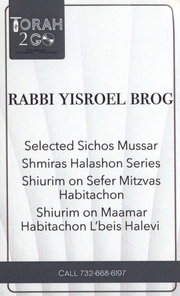 R' Yisroel Brog: Inspiring Collection of Torah Shiurim (USB)