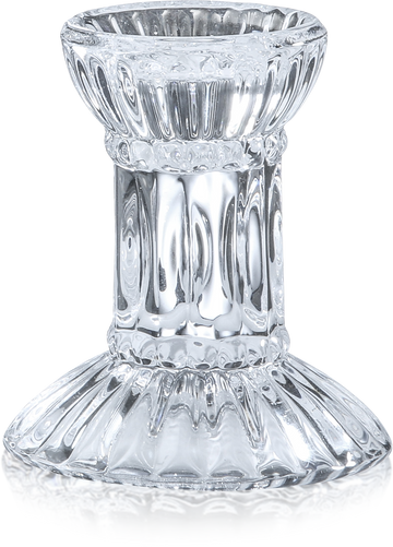 3-inch Crystal Glass Candlesticks — clear glass pair for Shabbos | Judaica Square Lakewood
