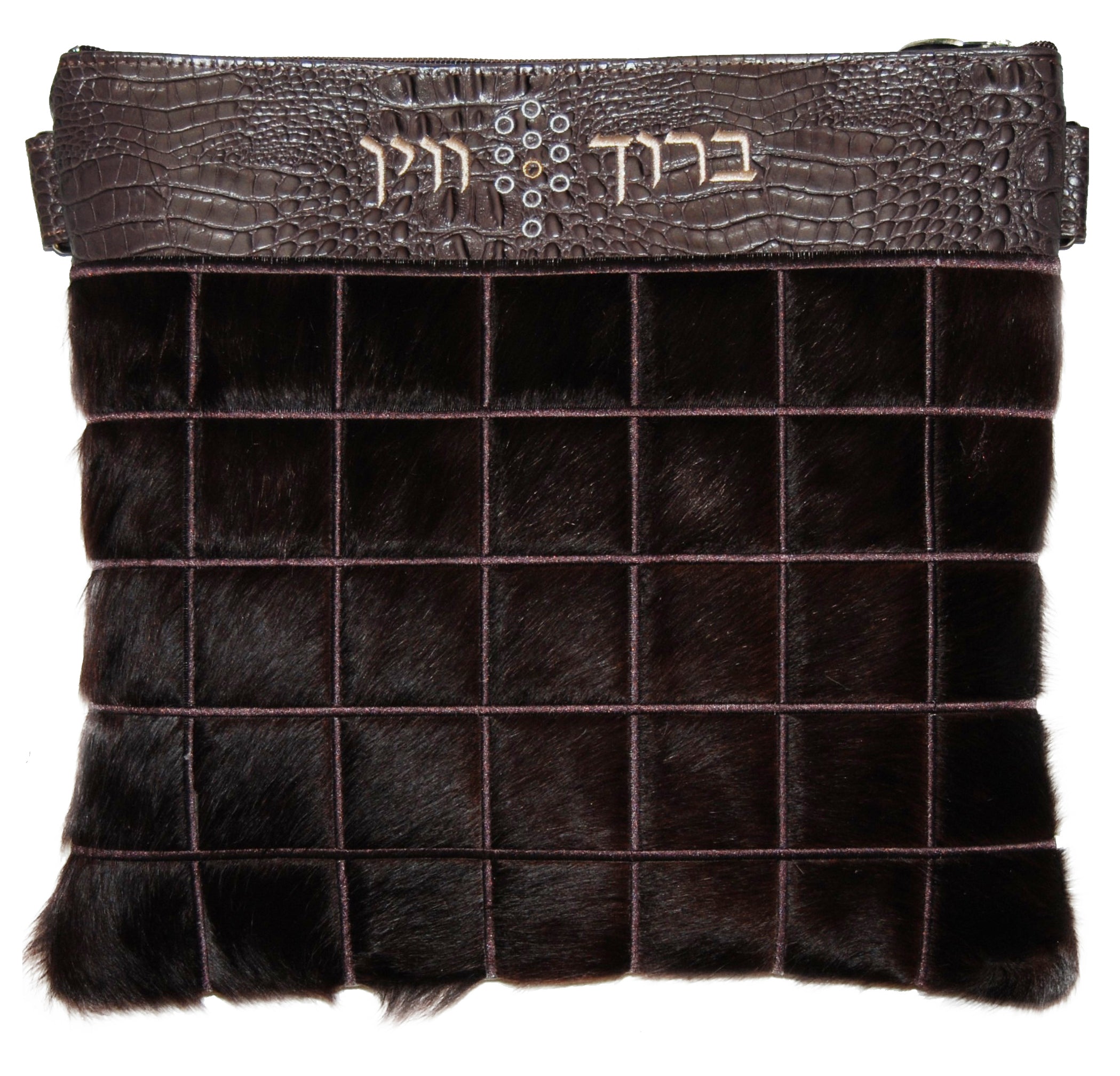 Prestige Croc Tallit & Tefillin Bag — Geometric & Croc Design, Premier Collection (730I-BR)