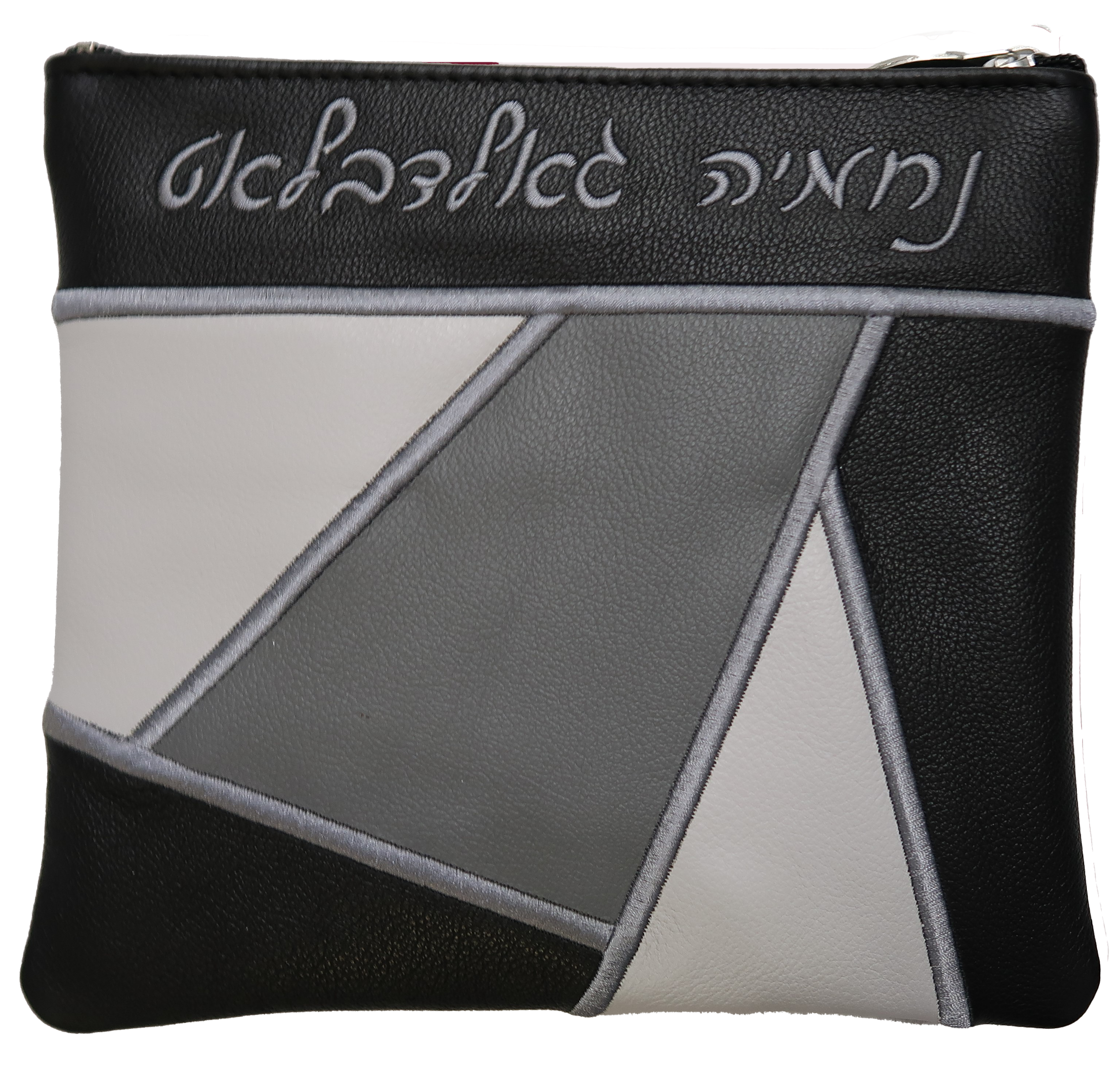 Prestige Leather Tallit & Tefillin Bag — Geometric Design, Premier Collection (740I-BK5)
