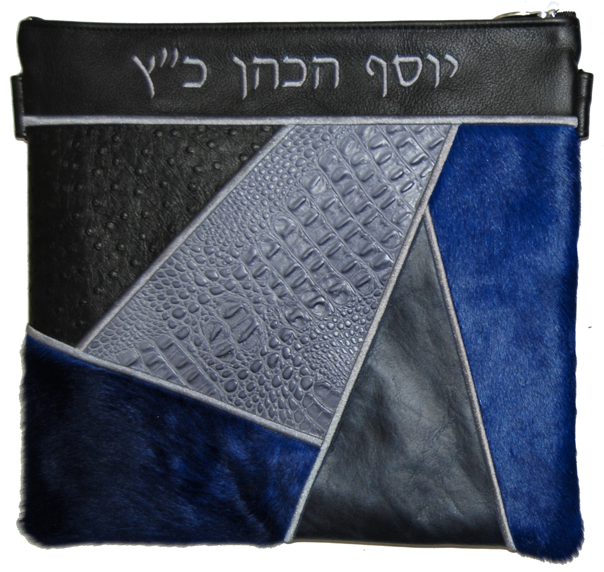Prestige Ostrich Tallit & Tefillin Bag — Geometric & Ostrich Design, Premier Collection (740I-NV13)