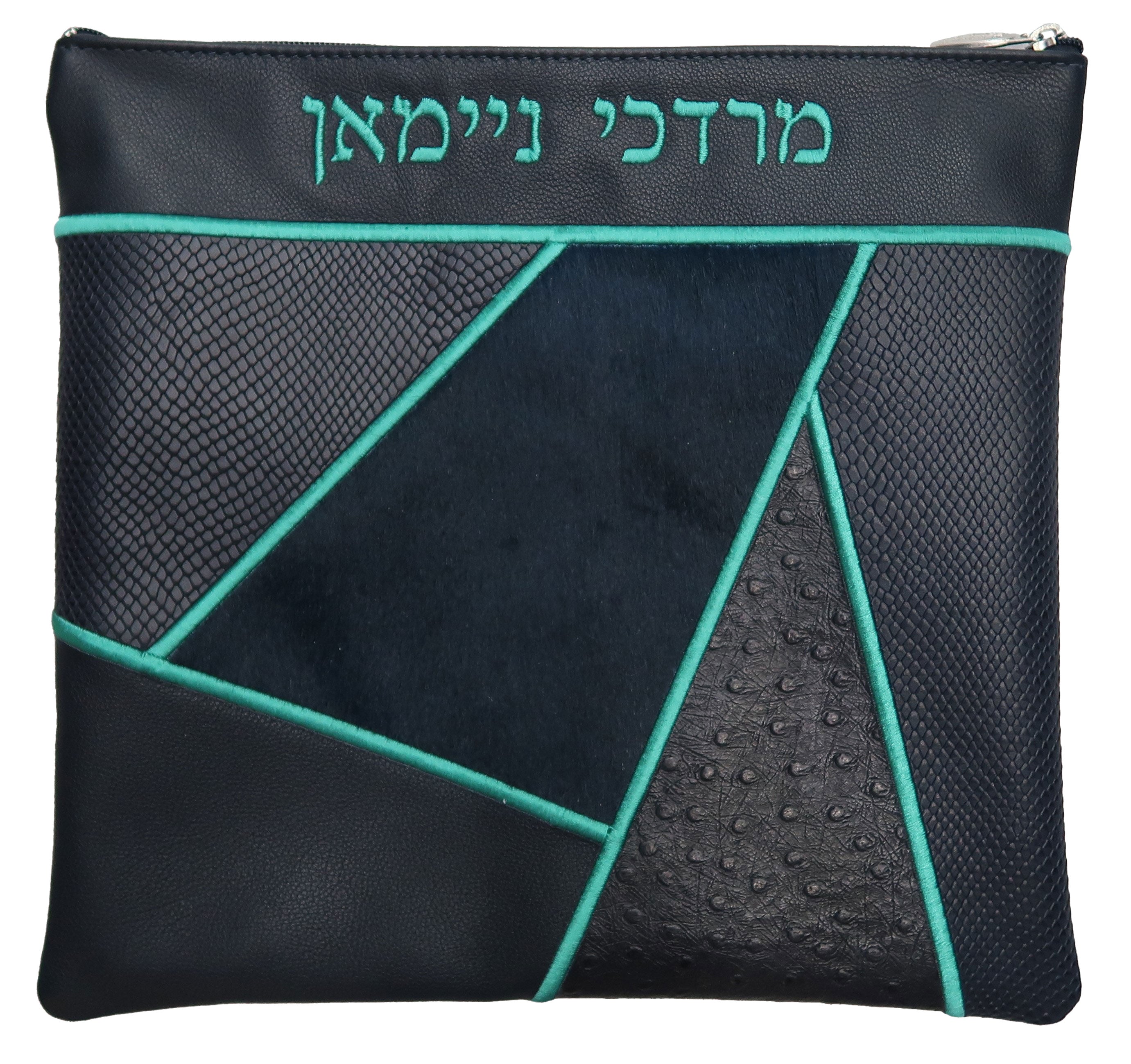 Prestige Ostrich Tallit & Tefillin Bag — Geometric & Ostrich Design, Premier Collection (740I-NV10)