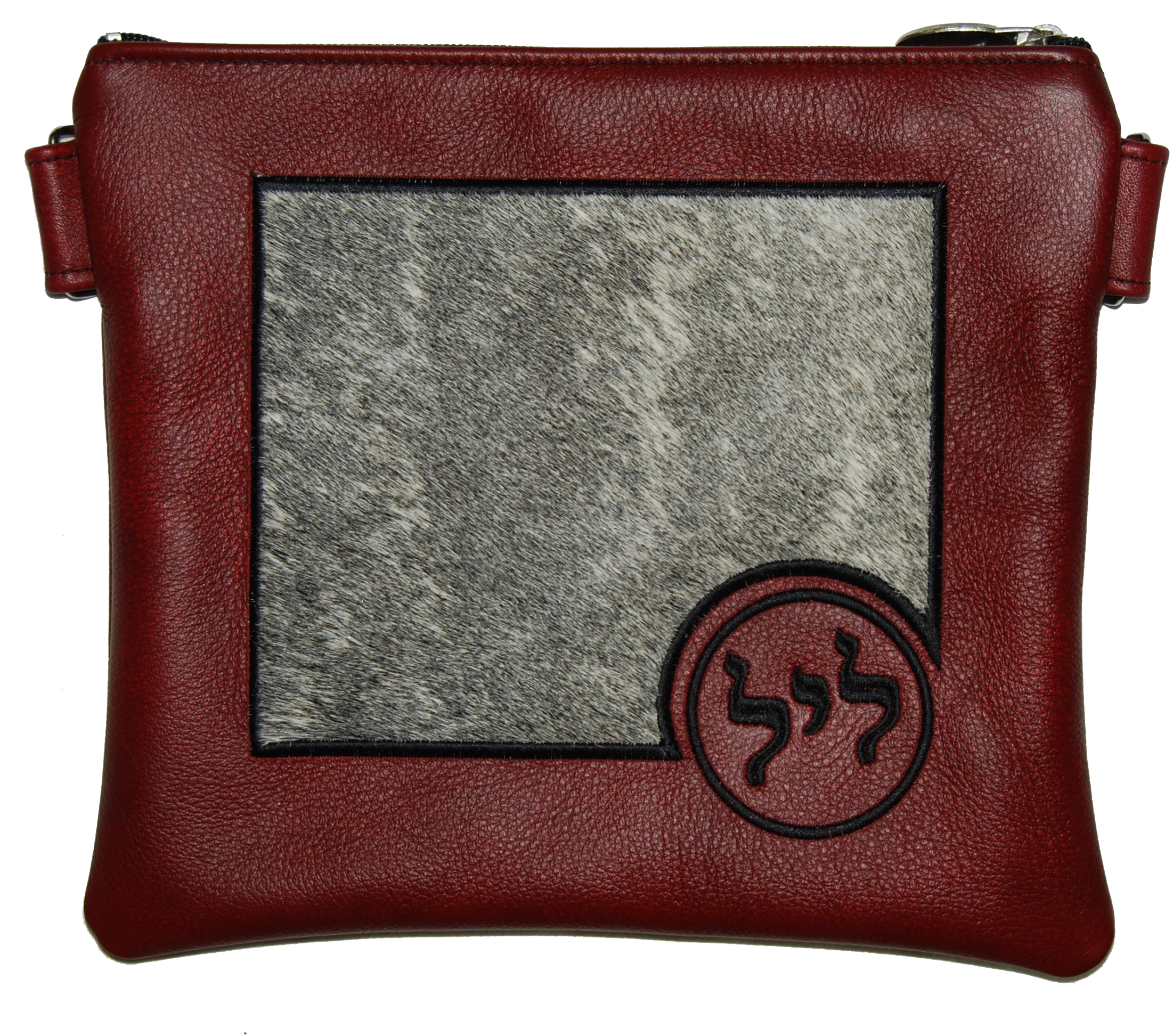 Prestige Leather Tallit & Tefillin Bag — Geometric Design, Exclusive Collection (745G-RD)