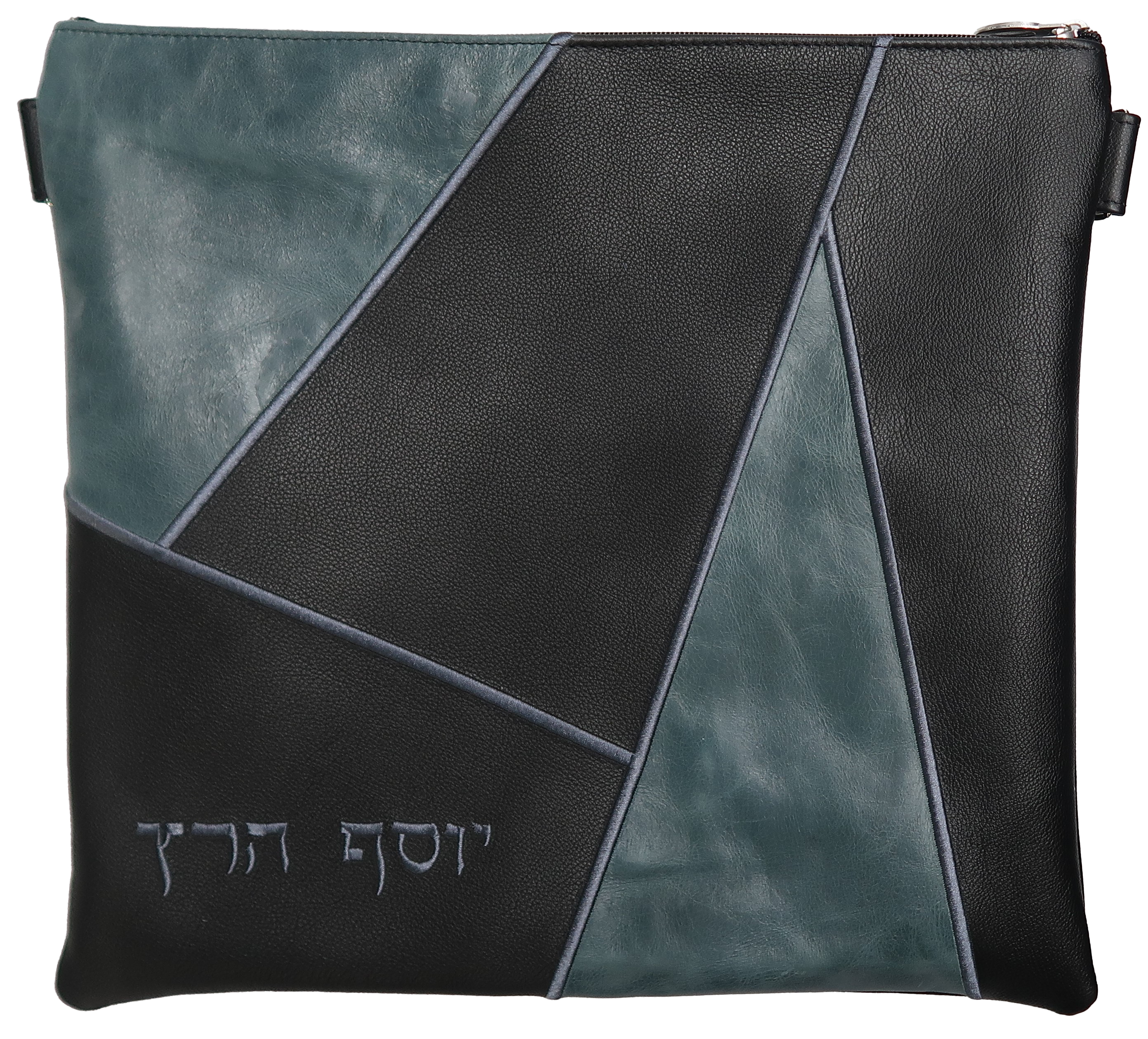 Prestige Leather Tallit & Tefillin Bag — Geometric & Crown Design, Premier Collection (755I-BK2)
