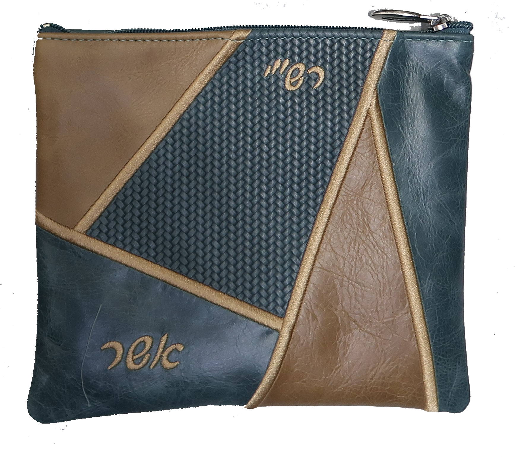 Prestige Leather Tallit & Tefillin Bag — Geometric Design, Premier Collection (755I-SI)