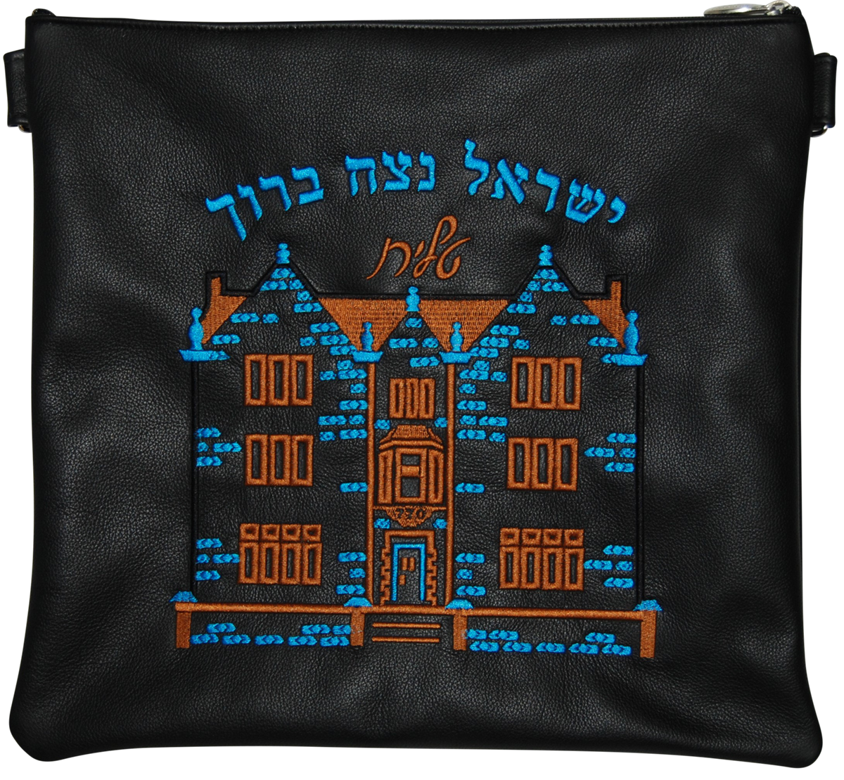 Prestige Leather Tallit & Tefillin Bag — 770 Design, Prestige Collection (770D-BK2)