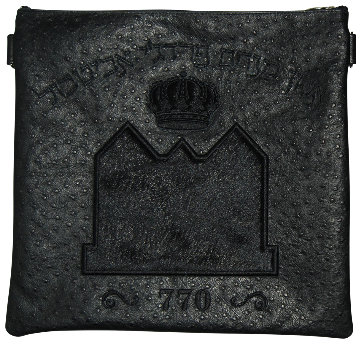 Prestige Leather Tallit & Tefillin Bag — 770 Design, Supreme Collection (770H-BK)