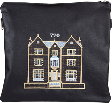 Prestige Leather Tallit & Tefillin Bag — 770 Design, Classic Collection (770B-BK7)