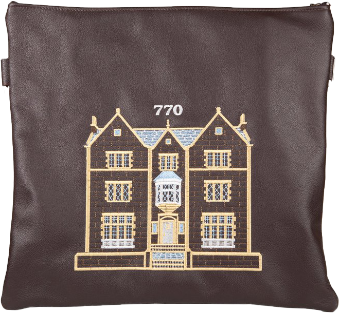 Prestige Leather Tallit & Tefillin Bag — 770 Design, Classic Collection (770B-BR)