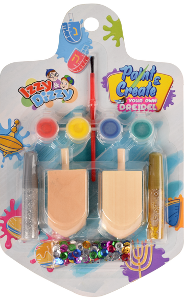 Paint & Create Dreidel Kit — plain dreidels with paints and brush ready to decorate | Judaica Square Lakewood