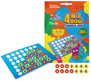 Chanukah 4-in-a-Row Game — travel-size grid game with colored playing pieces | Judaica Square Lakewood