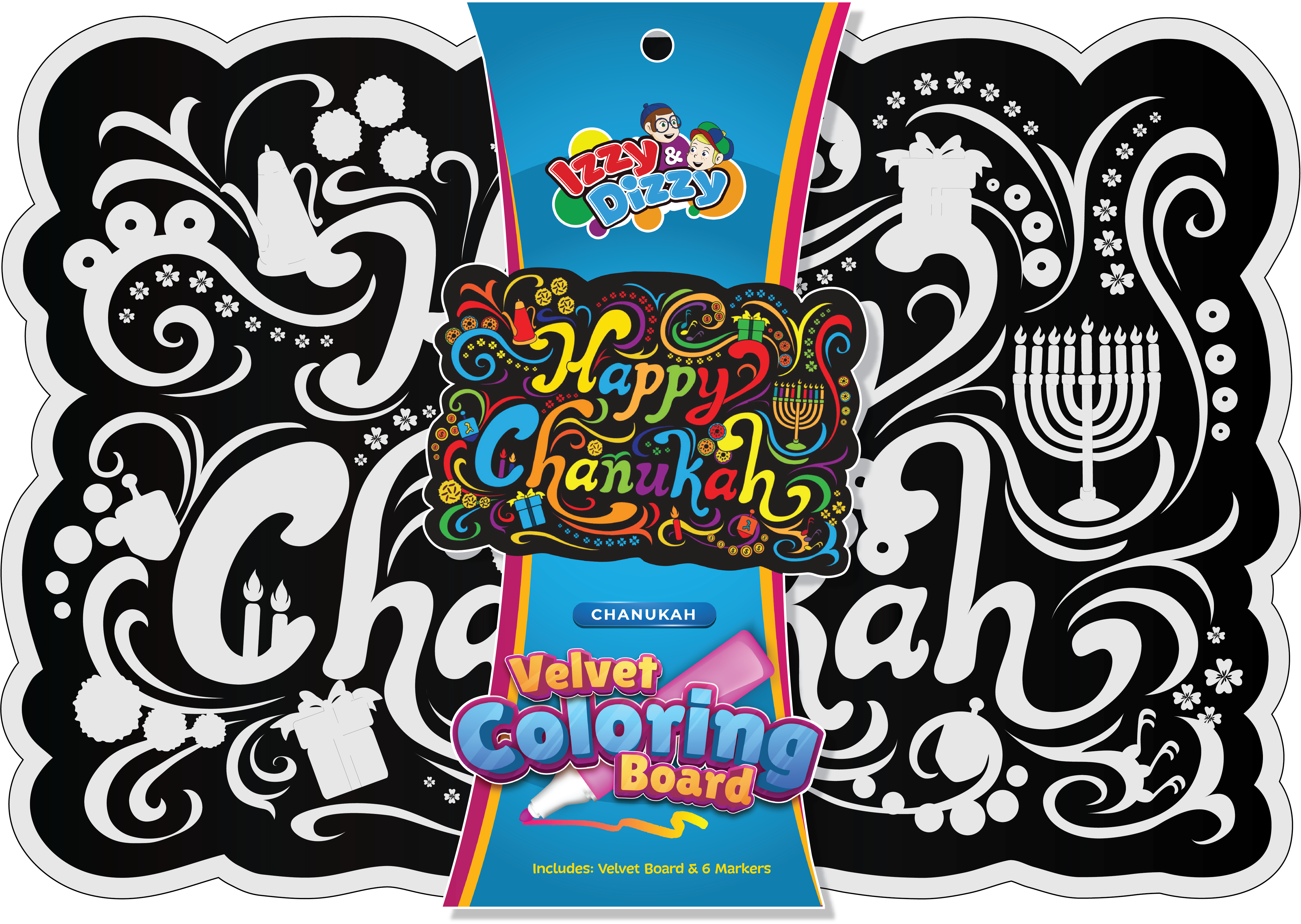 Chanukah Velvet Coloring Board — Judaica Square