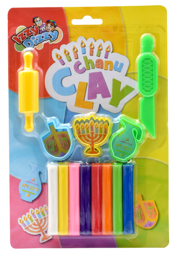 ChanuClay Set — Chanukah modeling clay kit with clay dreidels and menorah shapes